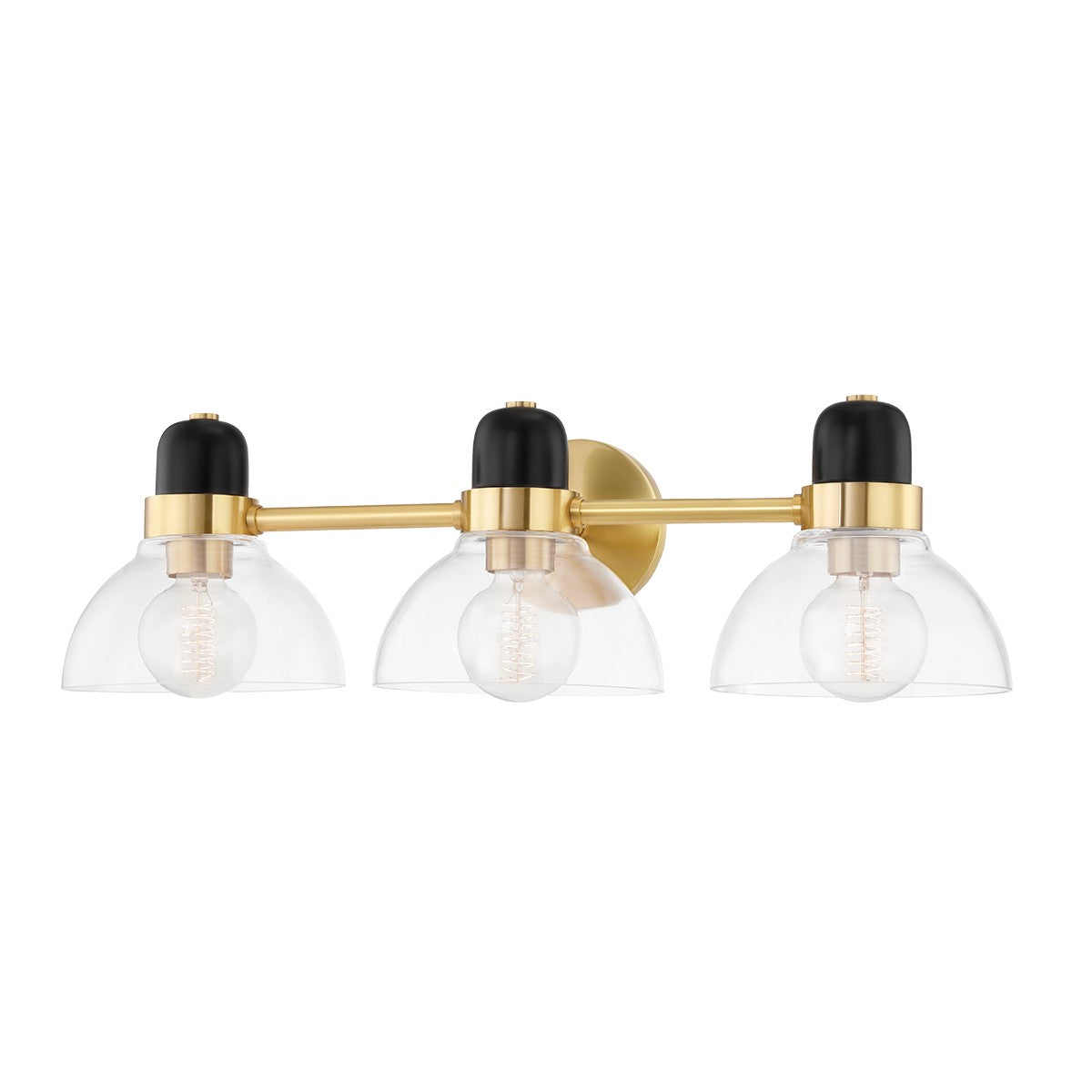 Cami Three Light Vanity in Aged Brass