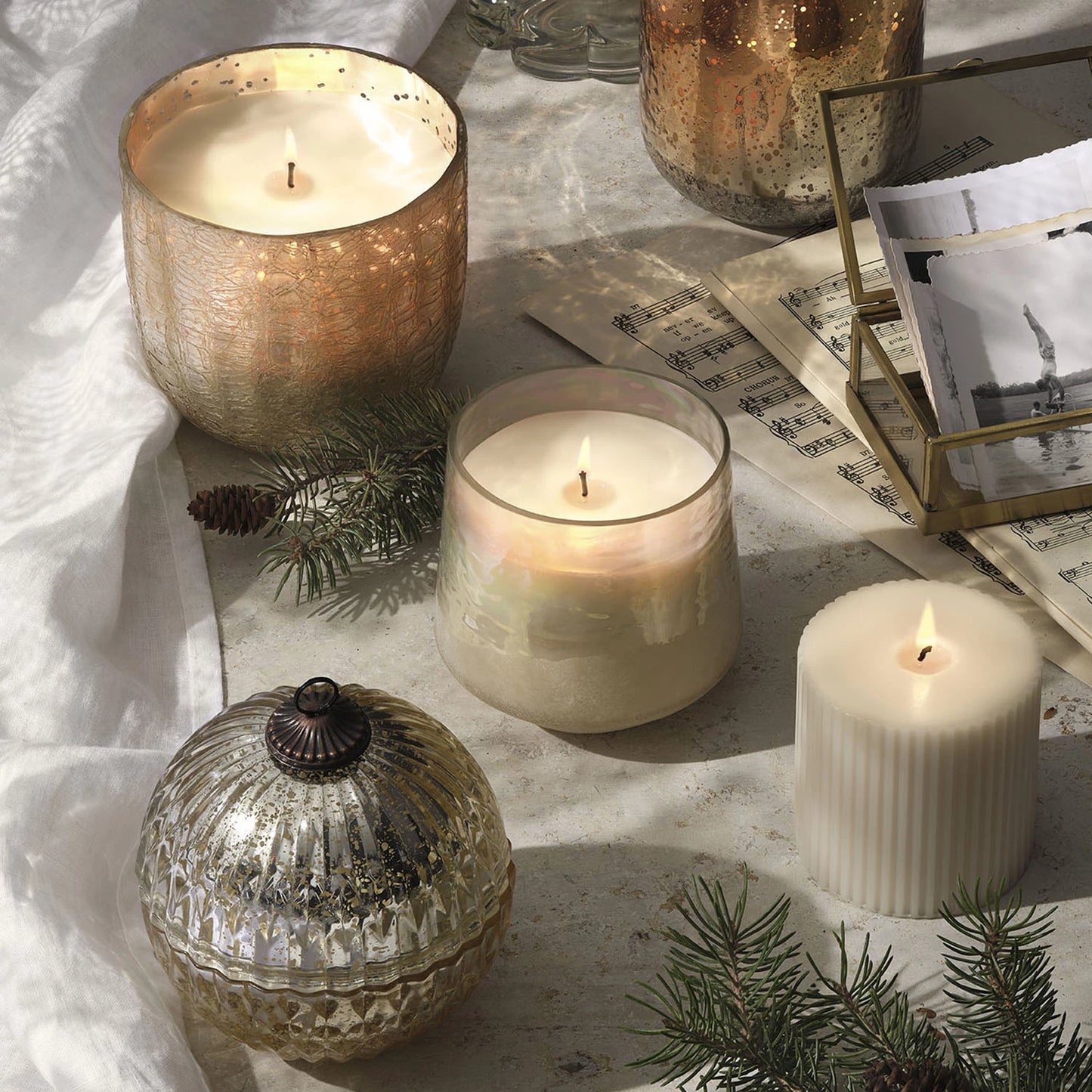 Mercury Glass Ornament Candle