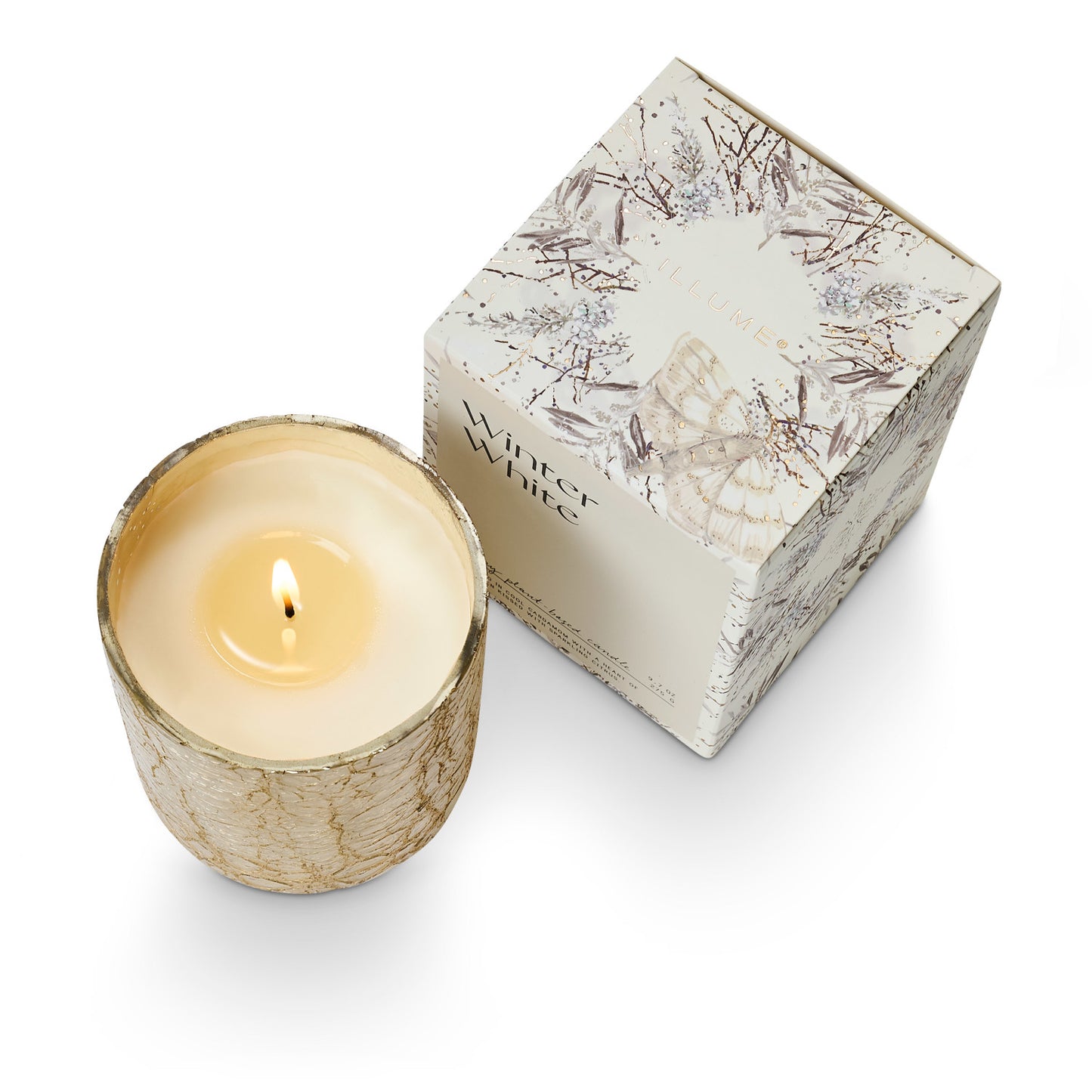 Boxed Crackle Glass Candle