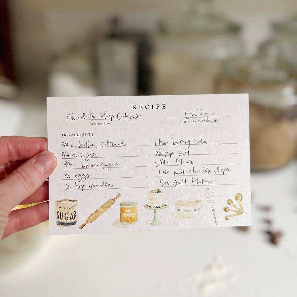 Watercolor Baking Recipe Cards
