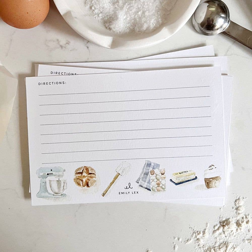 Watercolor Baking Recipe Cards