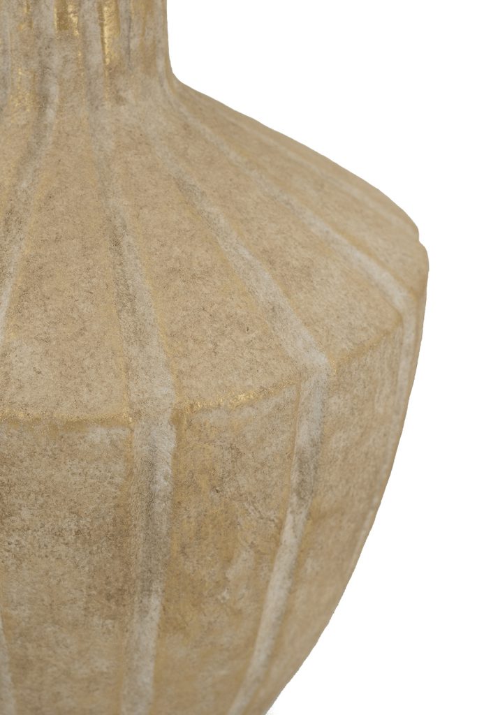 Gold Finished Ridged Terracotta Vase