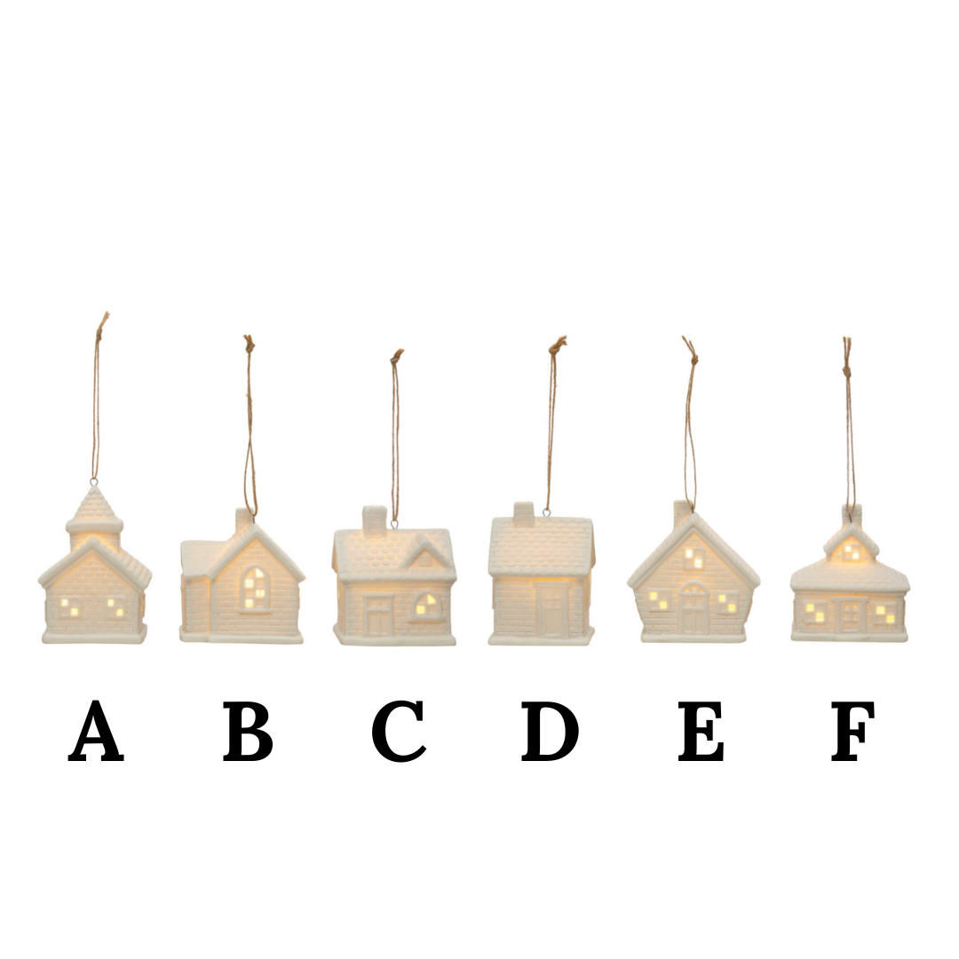 Stoneware LED House Ornaments