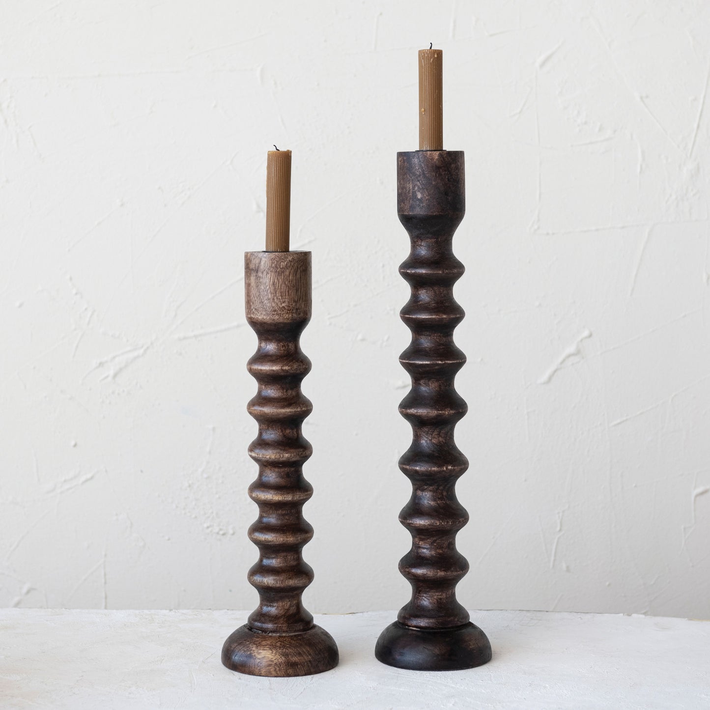 Hand-Carved Mango Wood Taper Stand