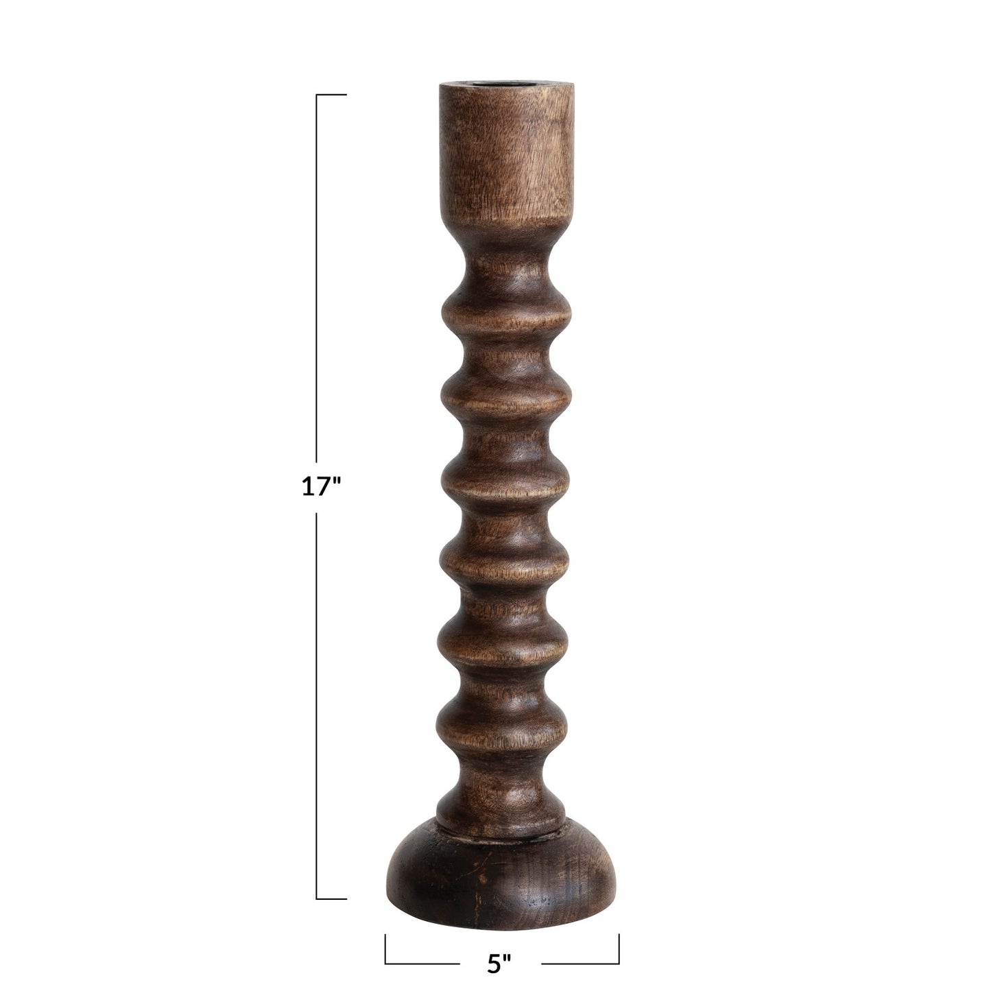 Hand-Carved Mango Wood Taper Stand