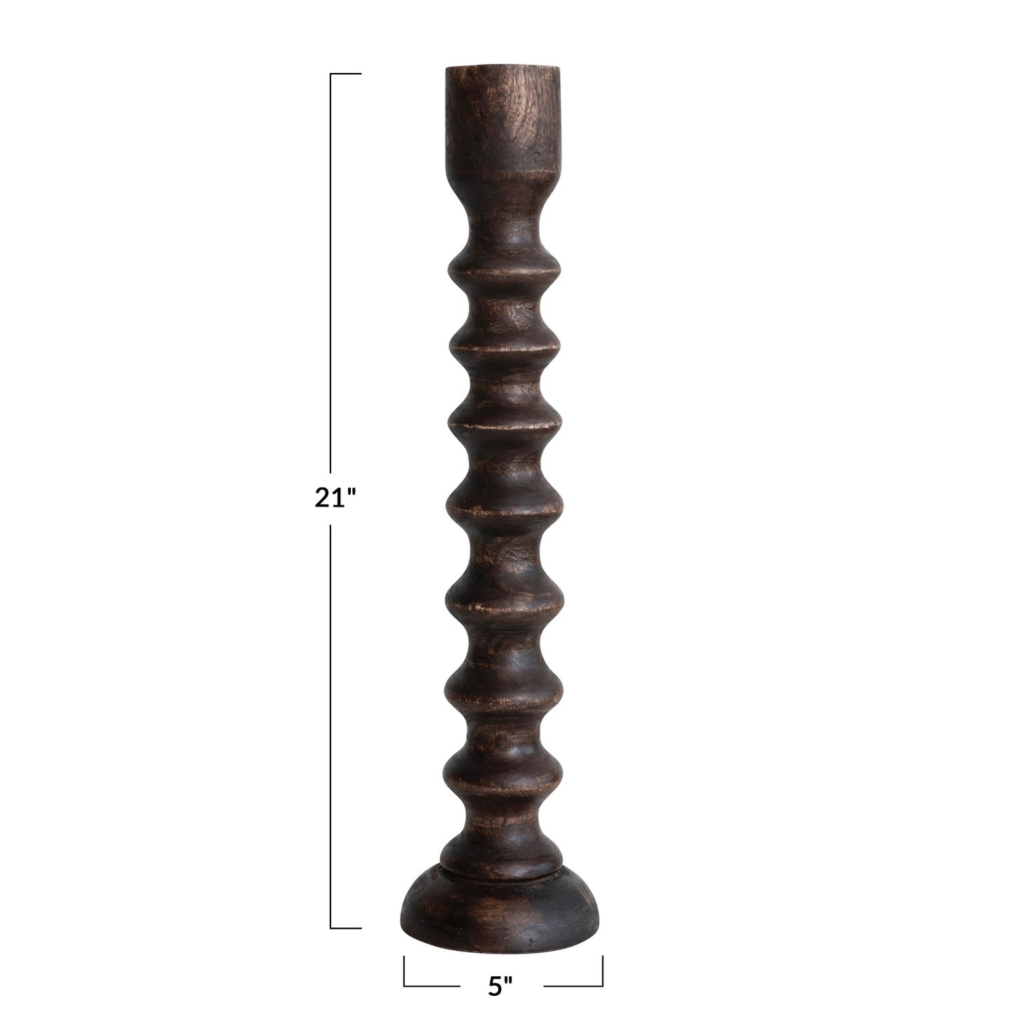 Hand-Carved Mango Wood Taper Stand