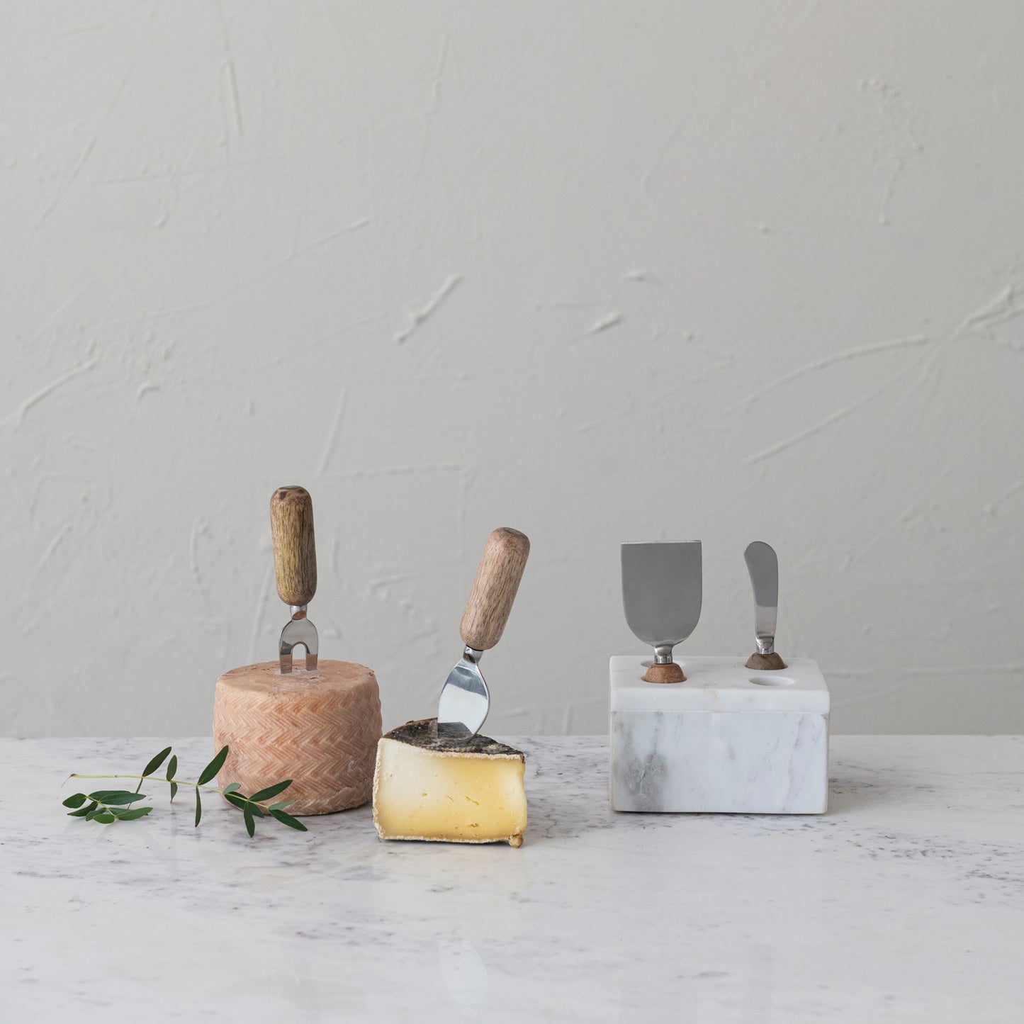 Stainless Steel Cheese Servers w/ Marble Stand
