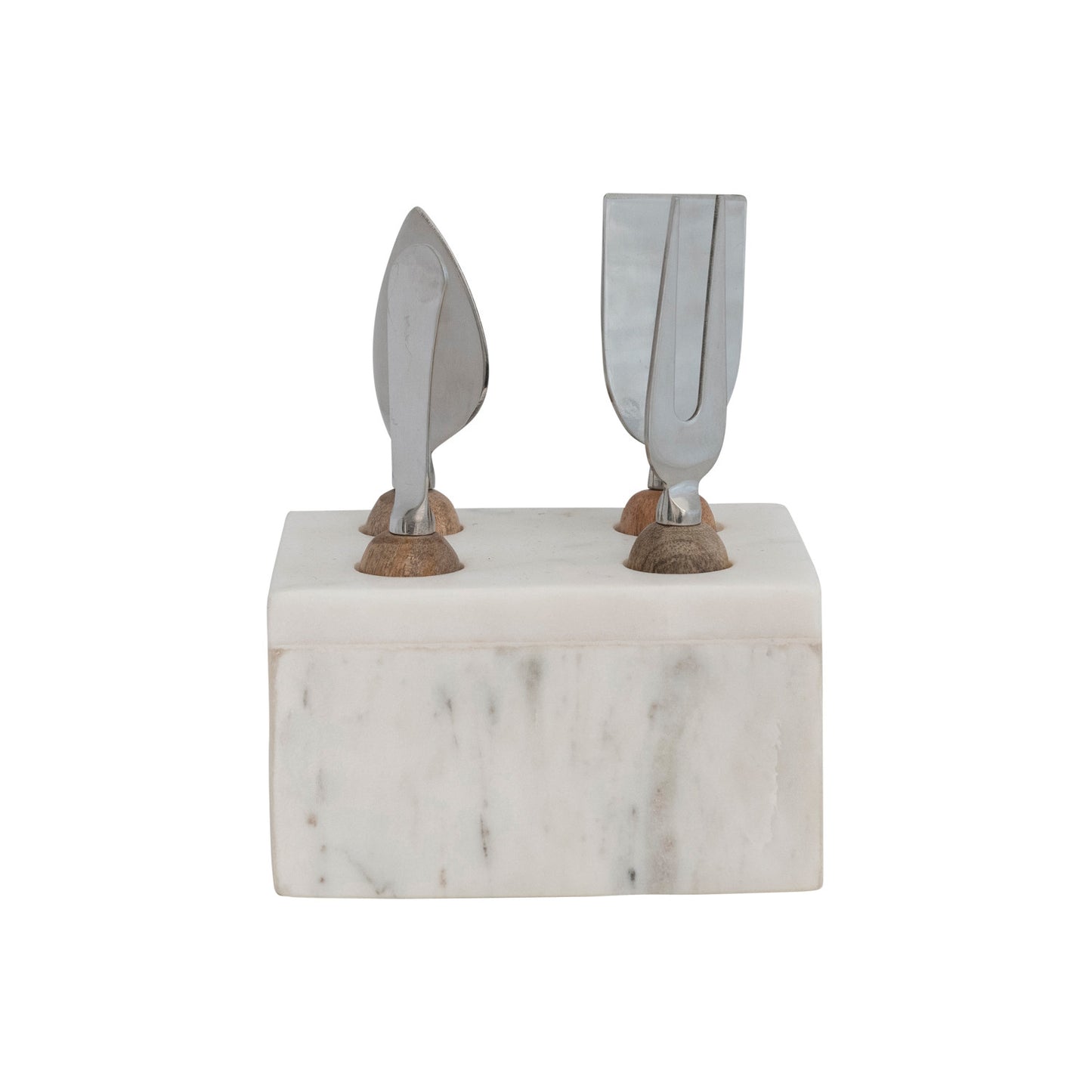 Stainless Steel Cheese Servers w/ Marble Stand