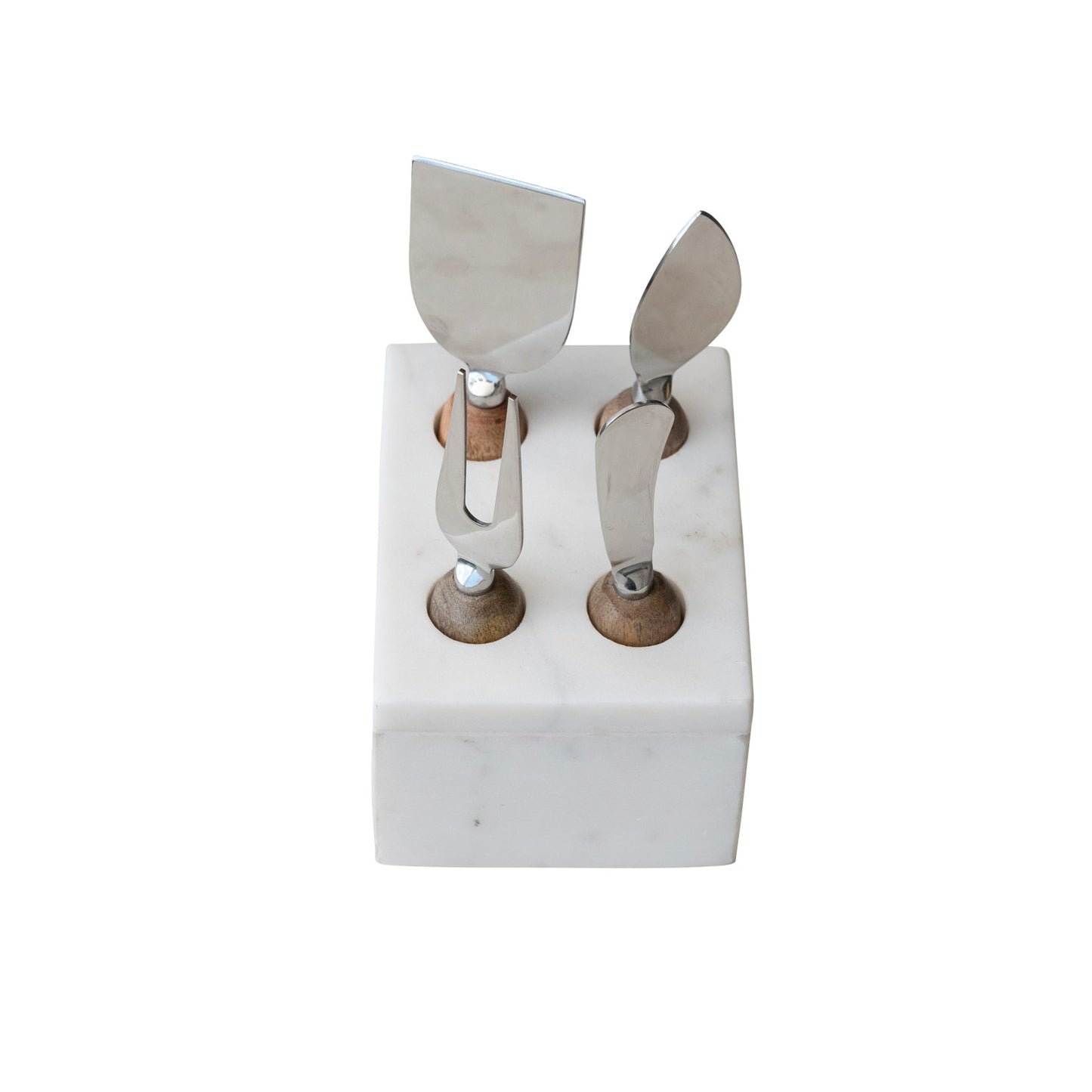 Stainless Steel Cheese Servers w/ Marble Stand