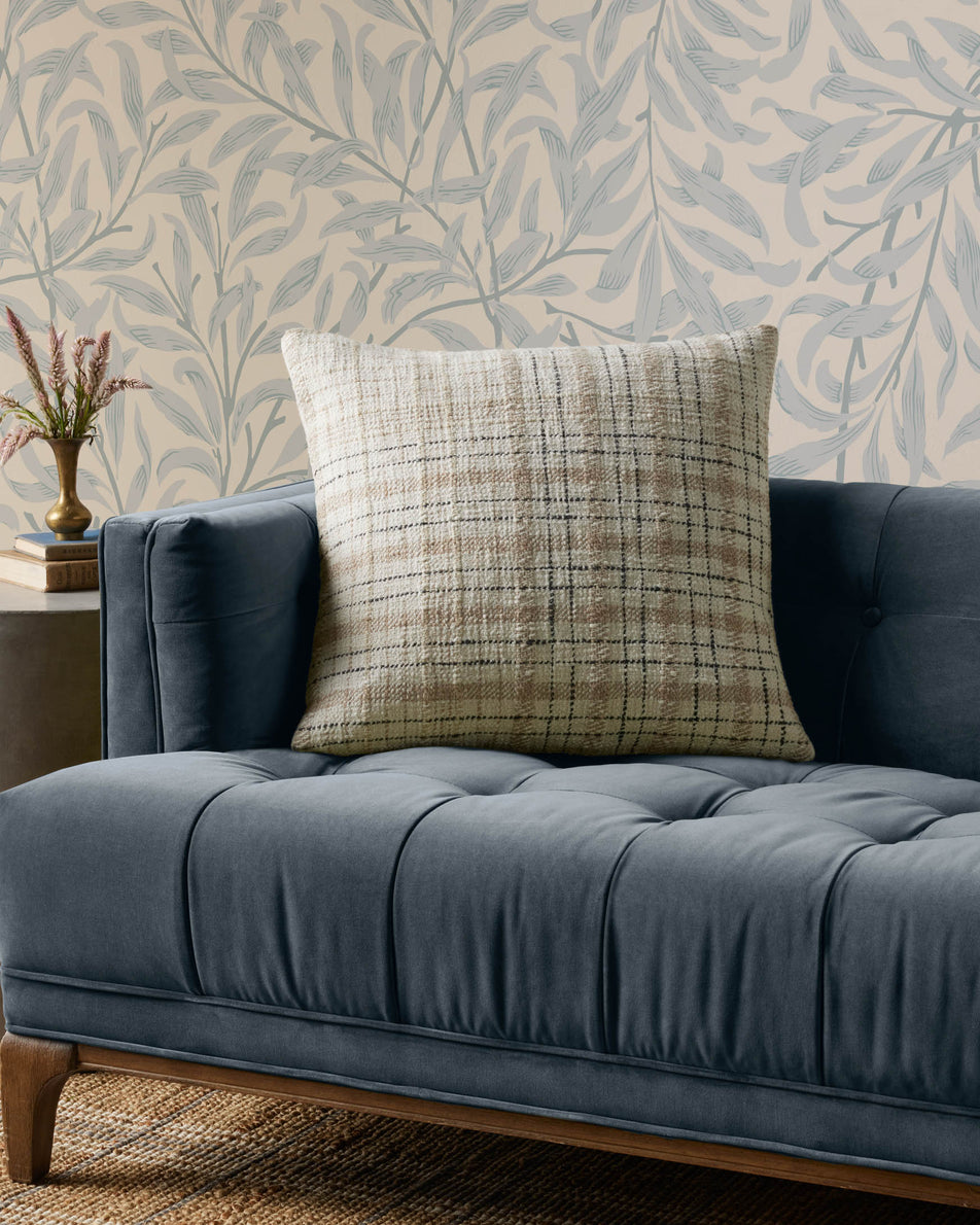 Beige and Black Plaid Pillow