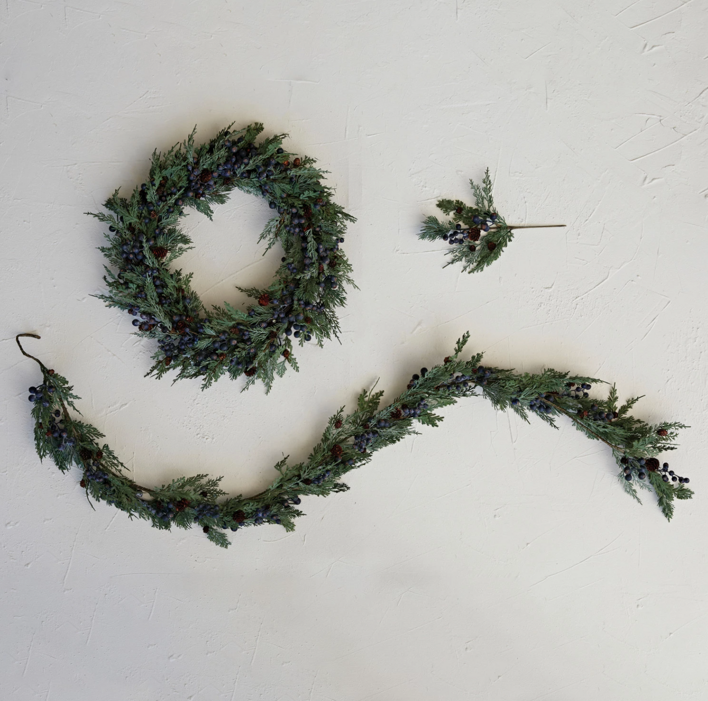 Faux Cypress Pick with Natural Pinecones & Berries