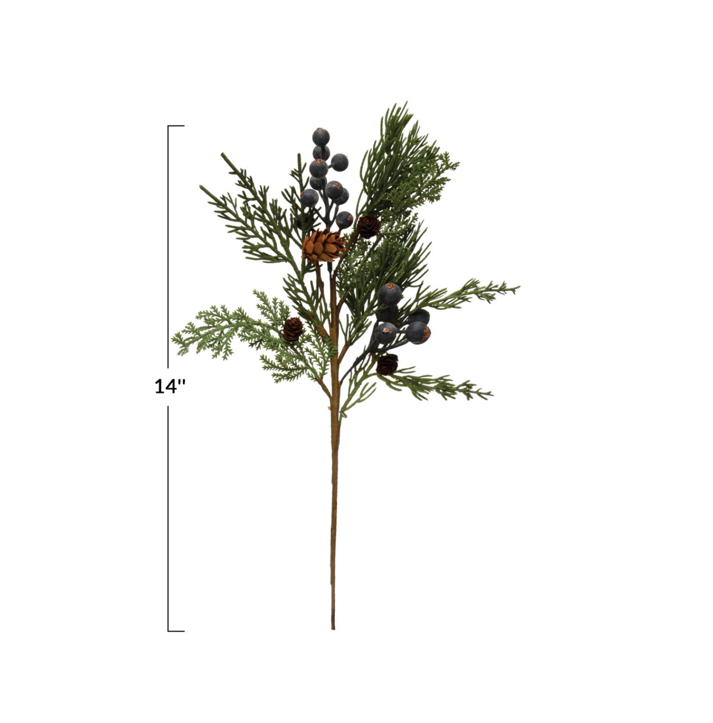 Faux Cypress Pick with Natural Pinecones & Berries
