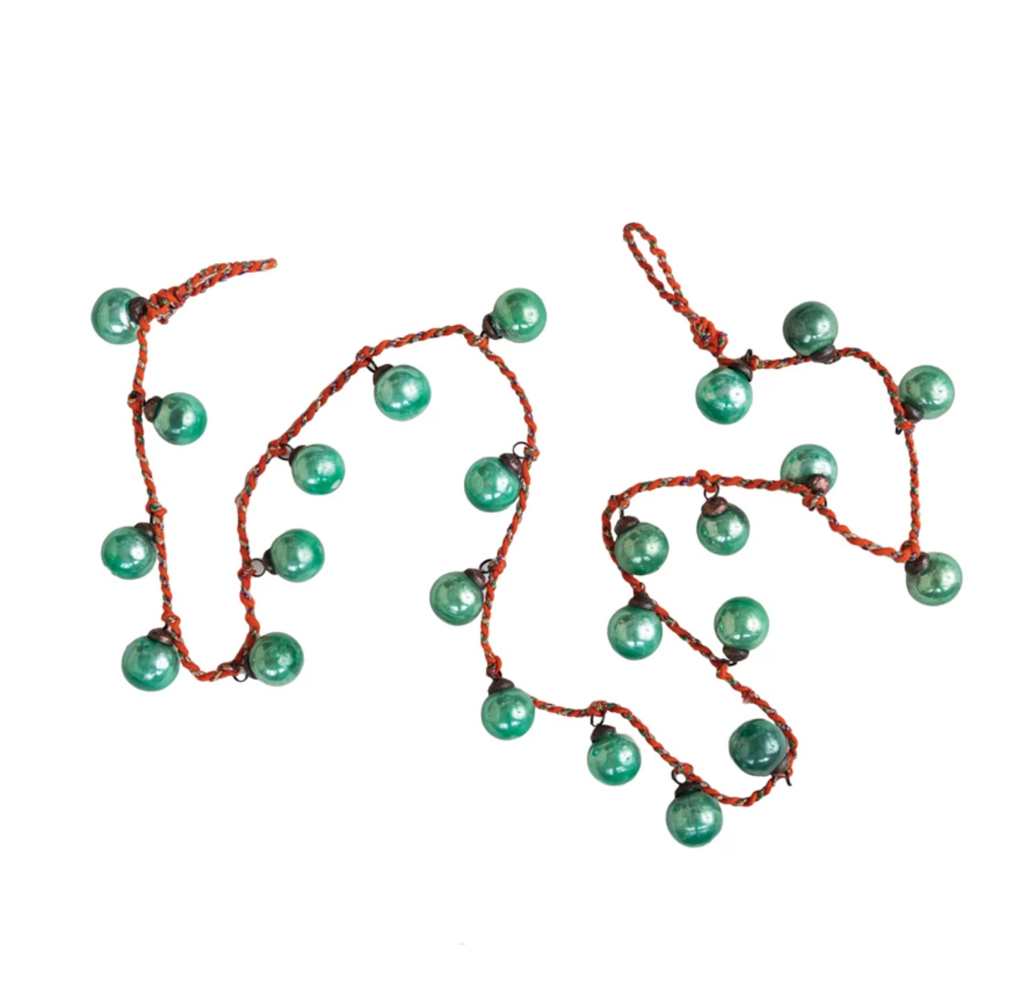 Mercury Glass Ornament Garland on Braided Sari Fabric