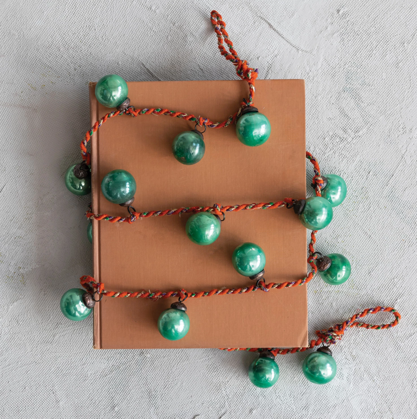 Mercury Glass Ornament Garland on Braided Sari Fabric