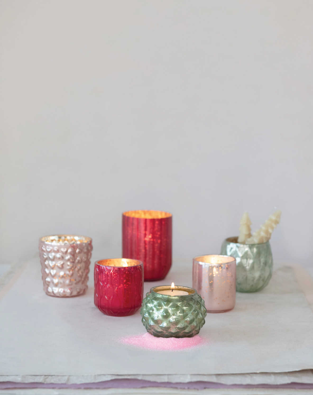 Mercury Glass Votive Holders Set of 6