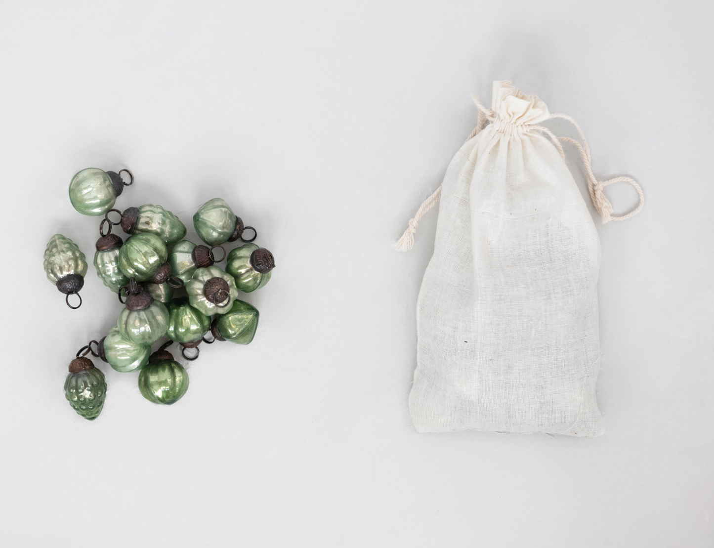 Mini Mercury Glass Ornaments in Muslin Bag