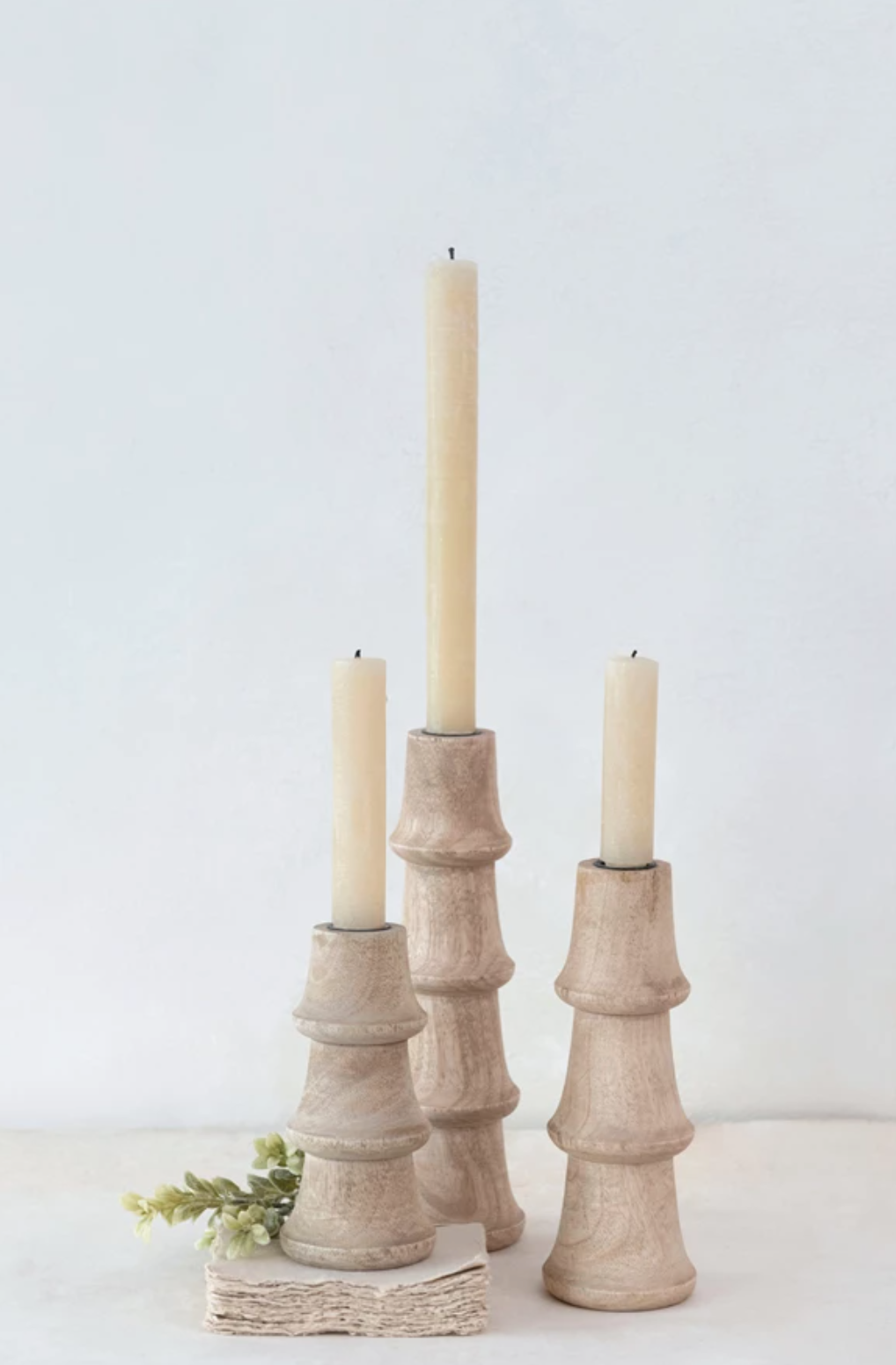 Hand-Carved Mango Wood Taper Holder