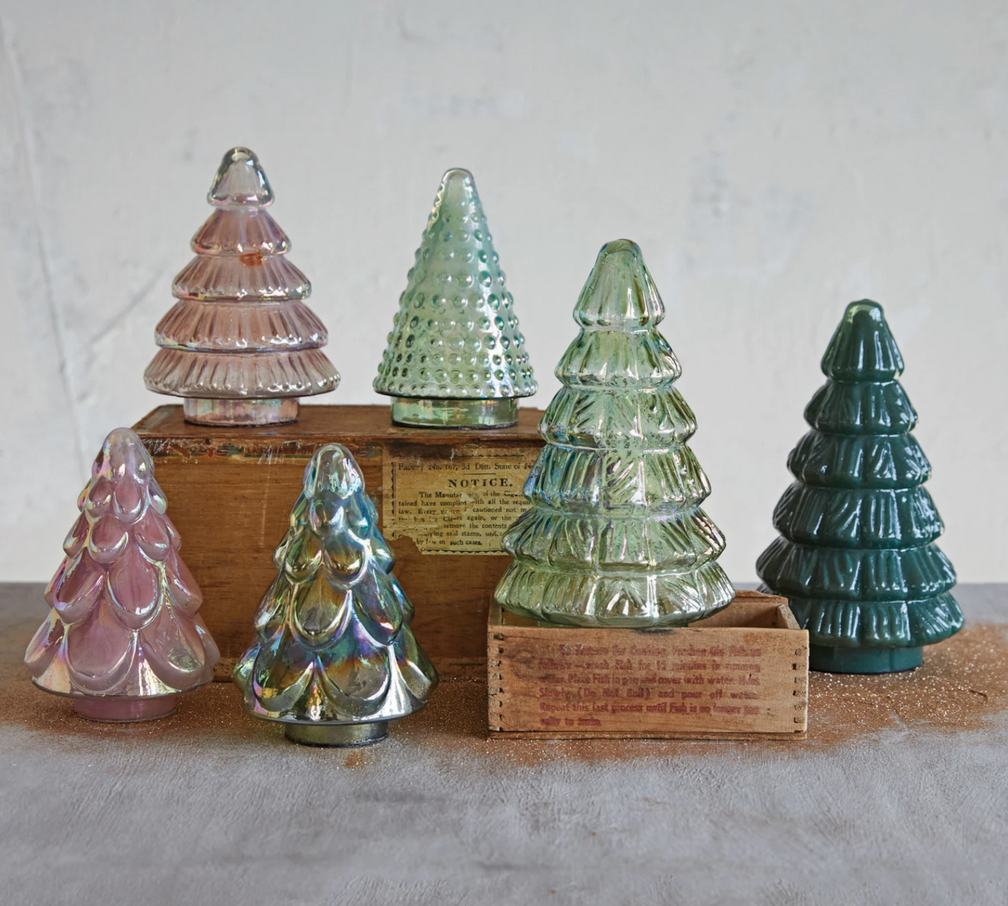 Embossed Glass Trees