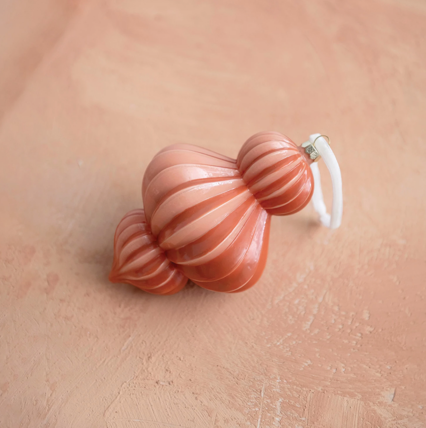 Coral Pleated Finial Ornament