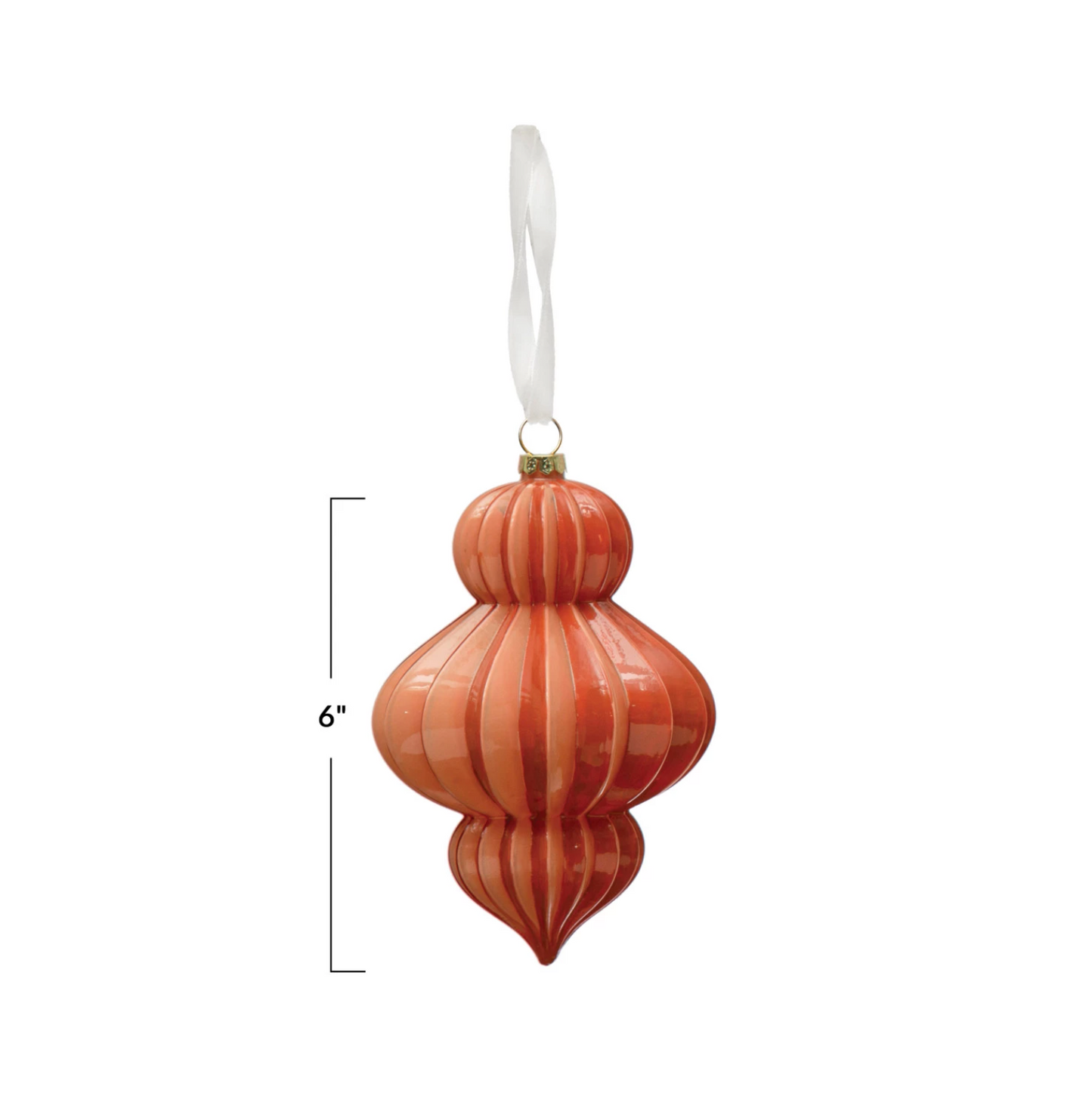 Coral Pleated Finial Ornament