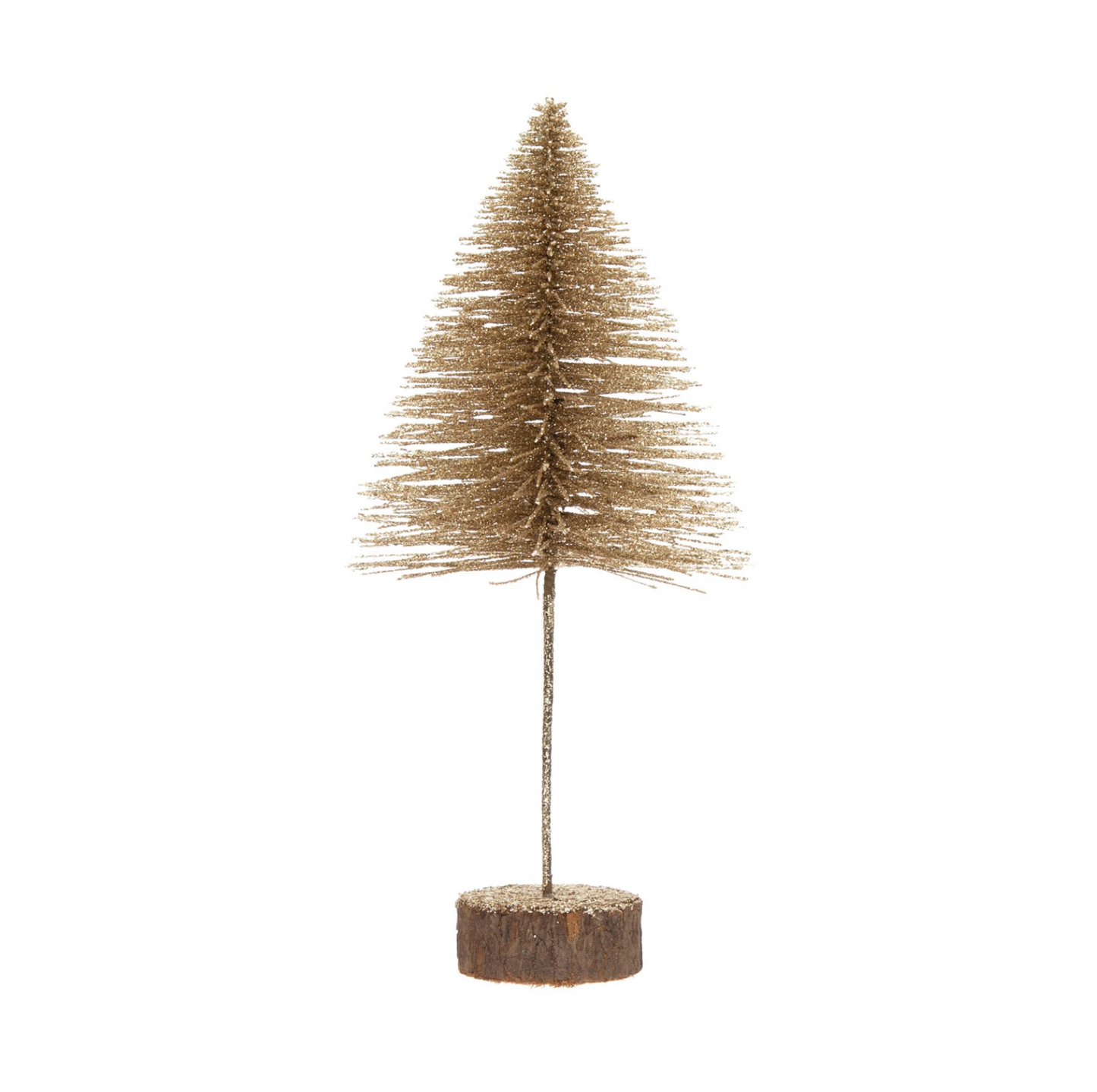 Glitter Bottle Brush Tree with Wood Slice Base