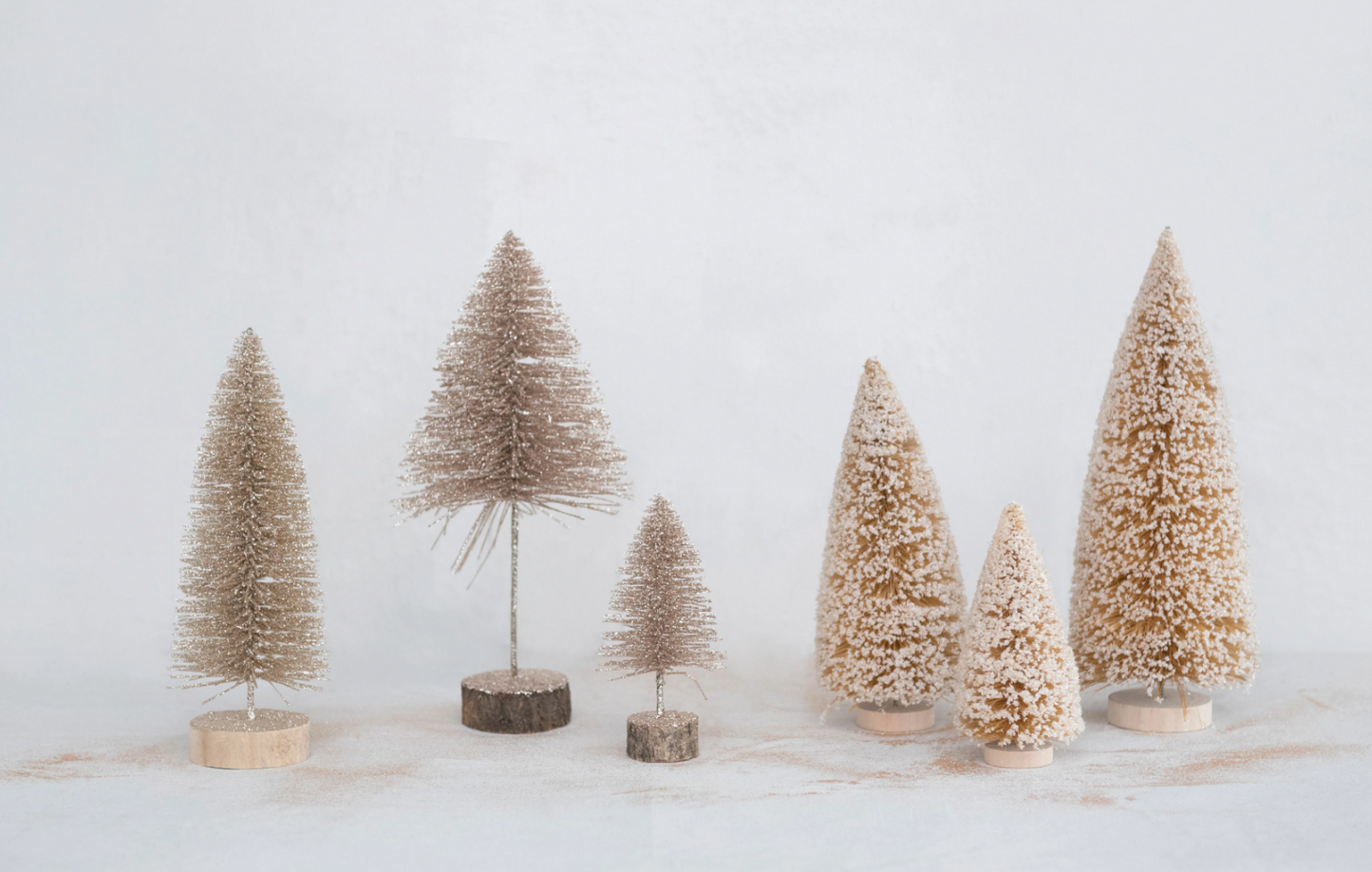 Glitter Bottle Brush Tree with Wood Slice Base