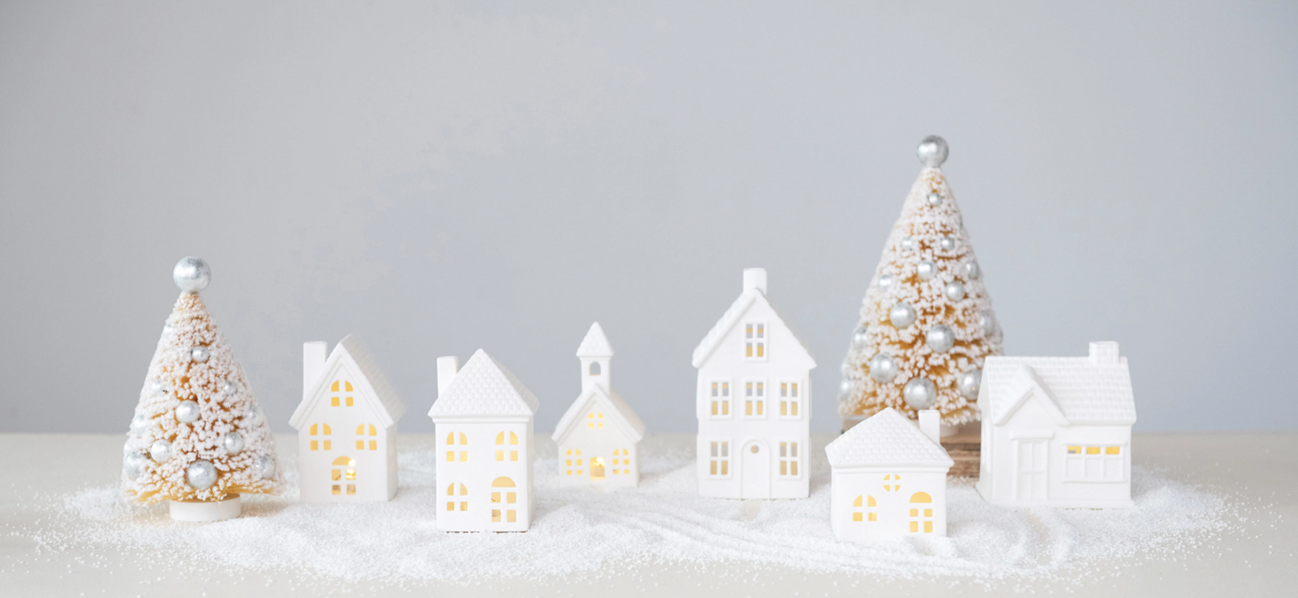 Stoneware House with LED Lights