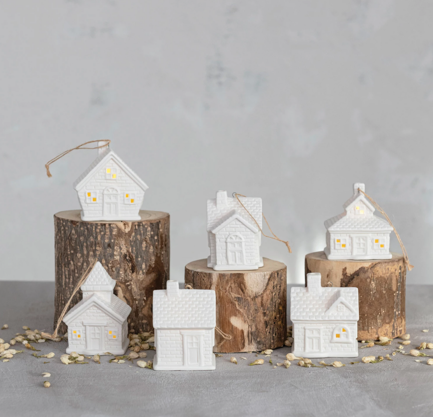 Stoneware LED House Ornaments