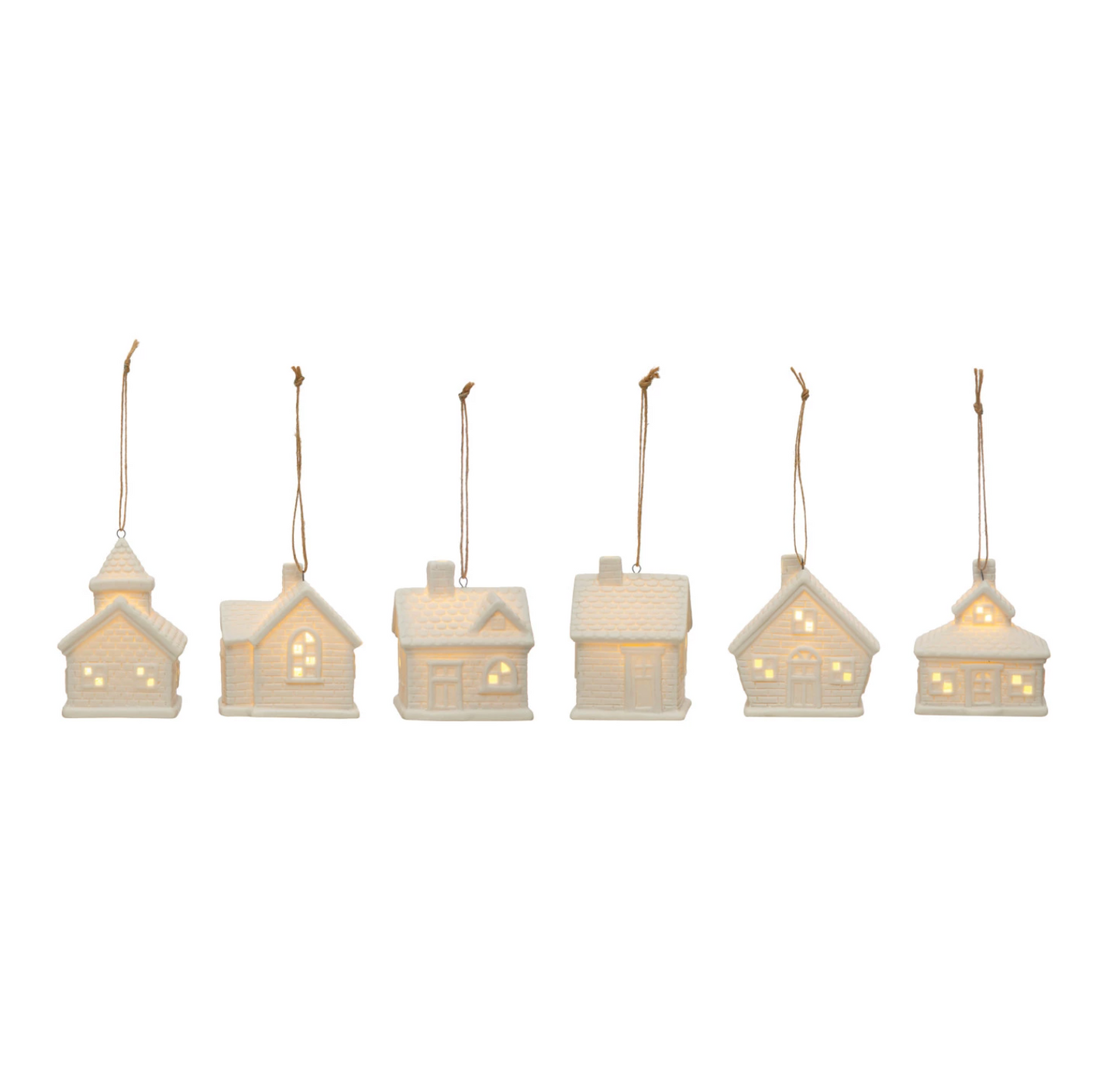 Stoneware LED House Ornaments