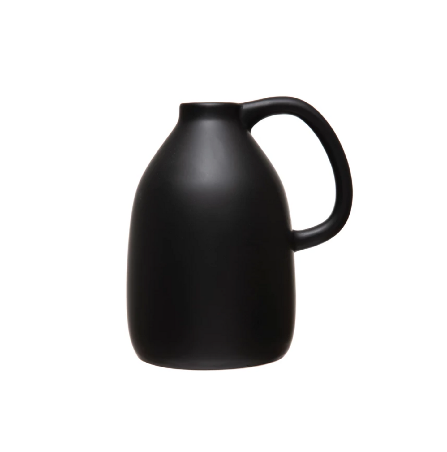 Matte Black Ceramic Handled Vase
