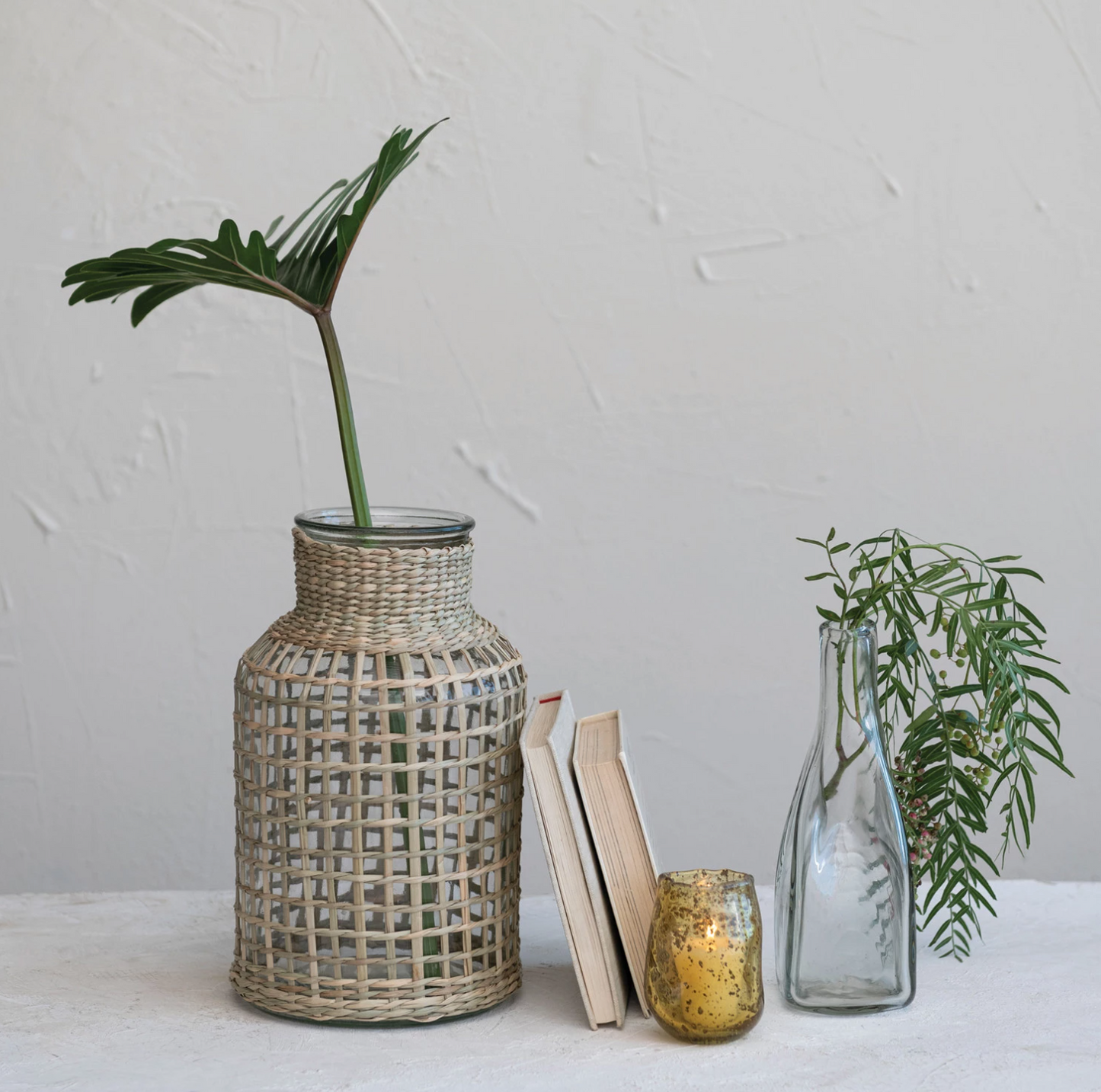 Wicker and Glass Vase