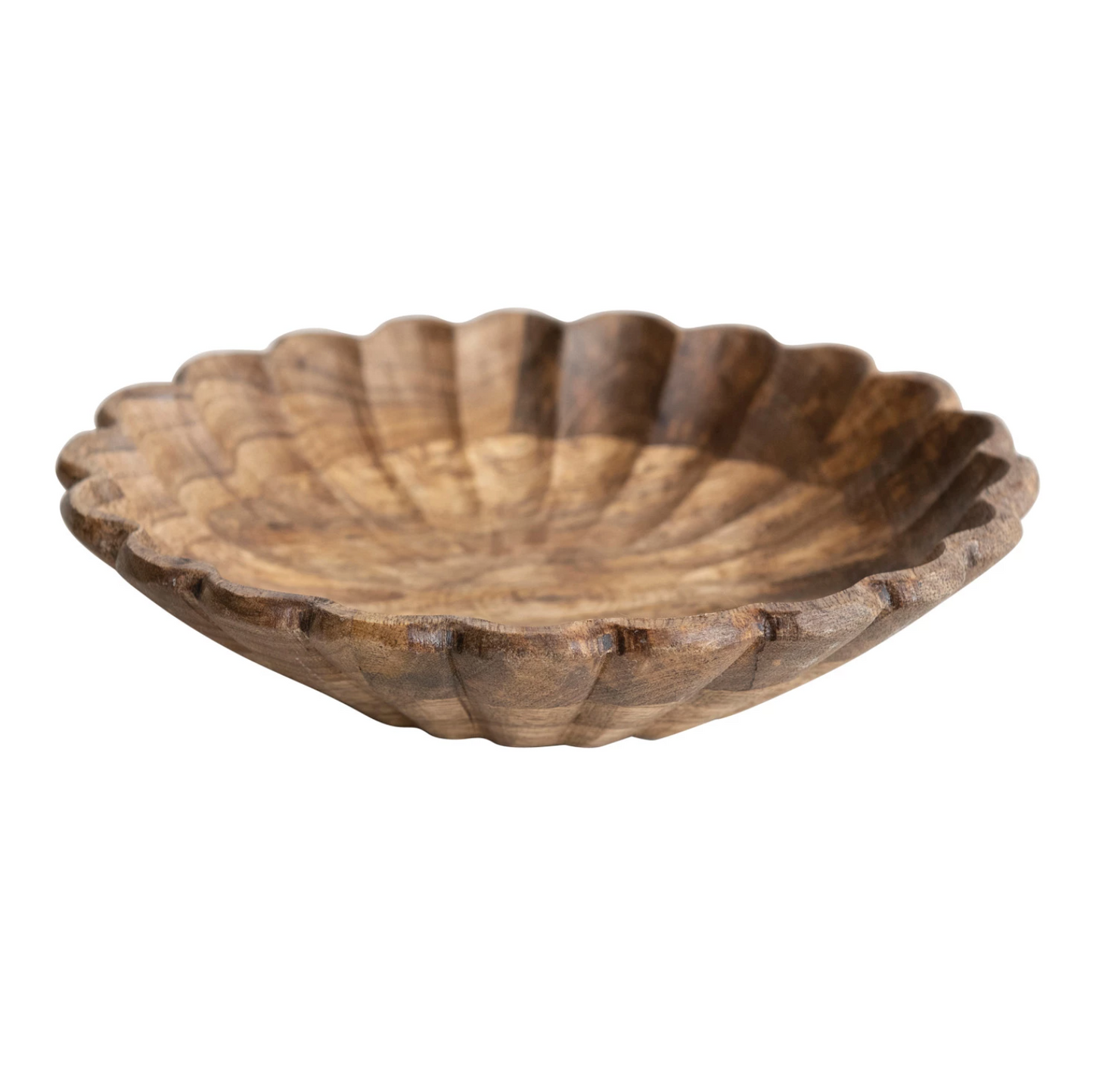 Mango Wood Scalloped Bowl