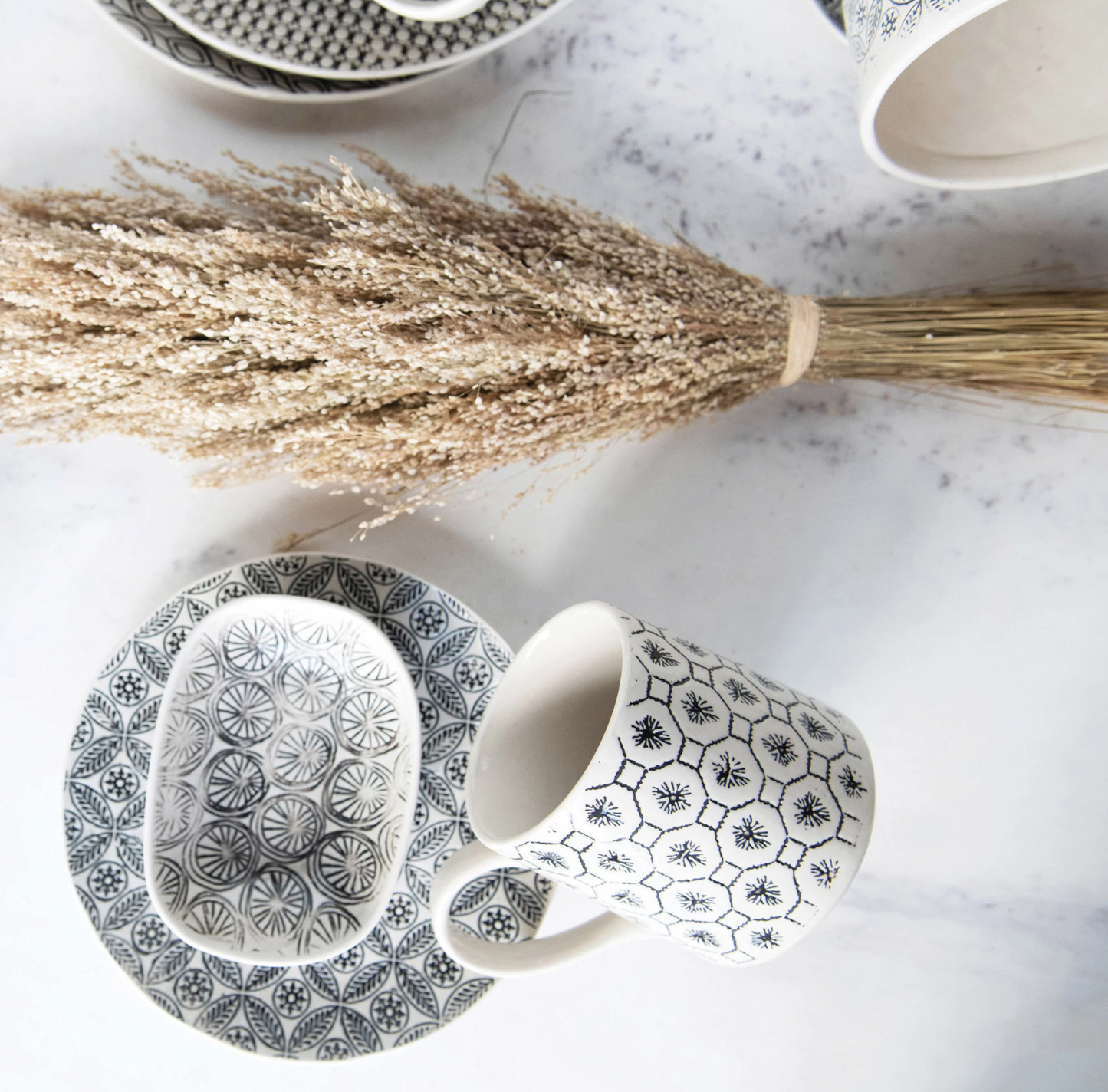 Vintage Inspired Hand-Stamped Mugs