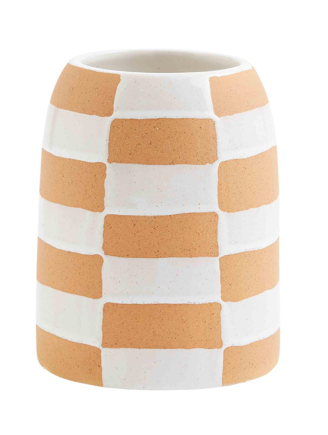 Terracotta Checkered Utensil Holder