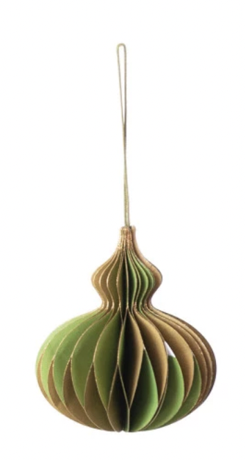 Honeycomb Finial Ornament with Gold Glitter