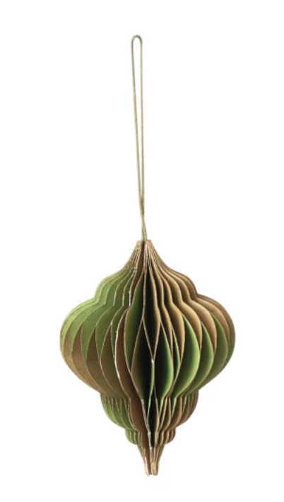 Honeycomb Finial Ornament with Gold Glitter