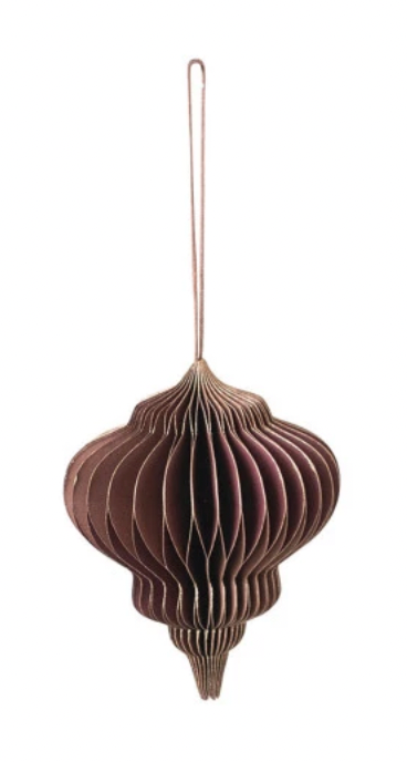 Honeycomb Finial Ornament with Gold Glitter