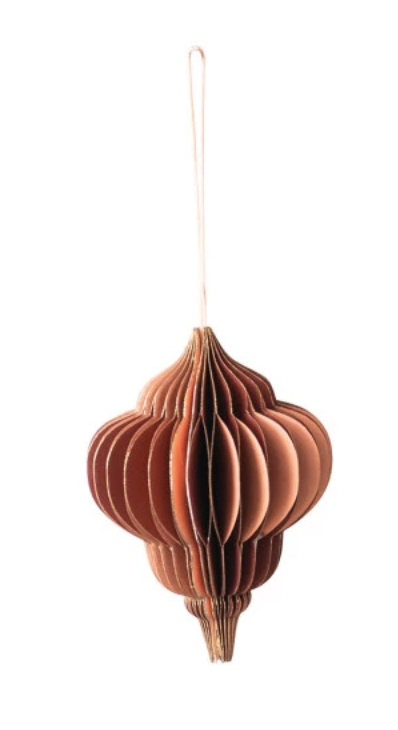 Honeycomb Finial Ornament with Gold Glitter