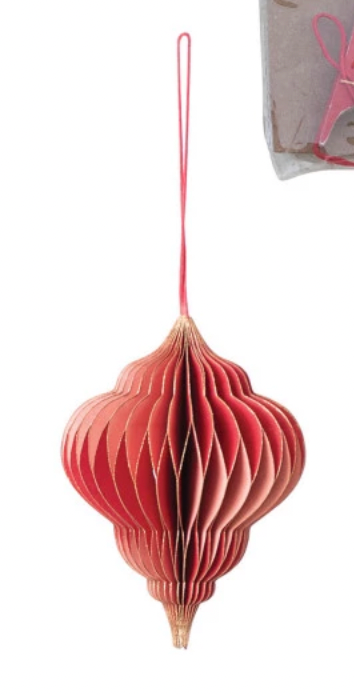 Honeycomb Finial Ornament with Gold Glitter