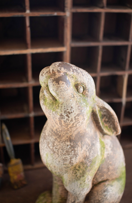 Faux Concrete Rabbit with Head Up