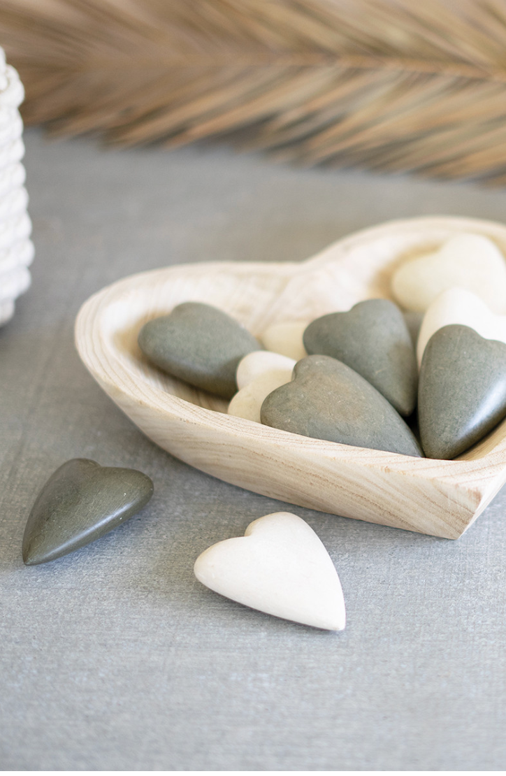 Hand-Carved Wooden Heart Bowl Set