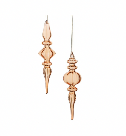 Apricot Glass Finial Ornament