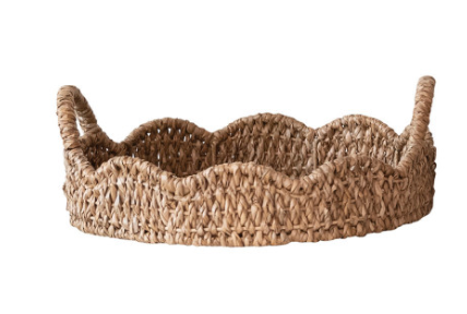 Round Scalloped Hand-Woven Bankuan Tray