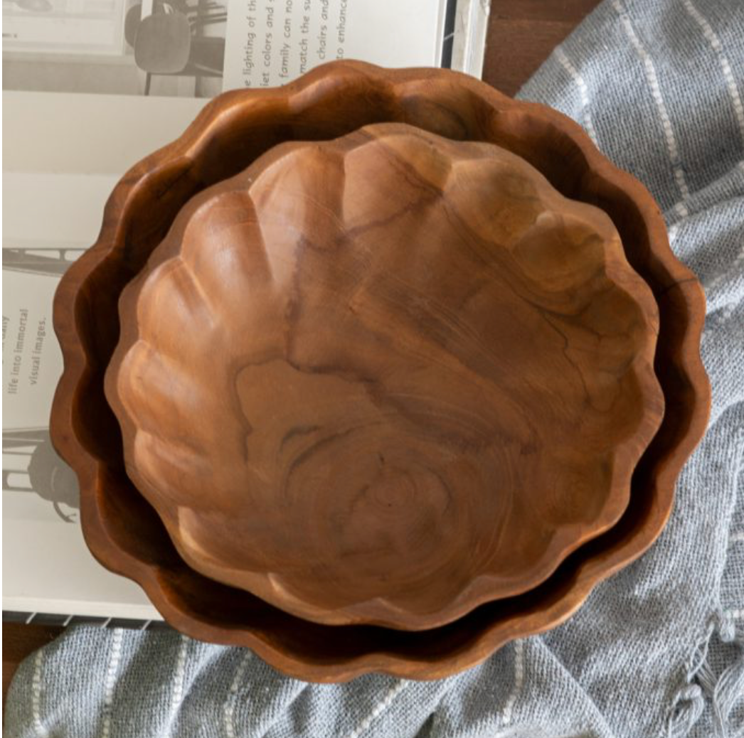 Shallow Teak Wood Bowl