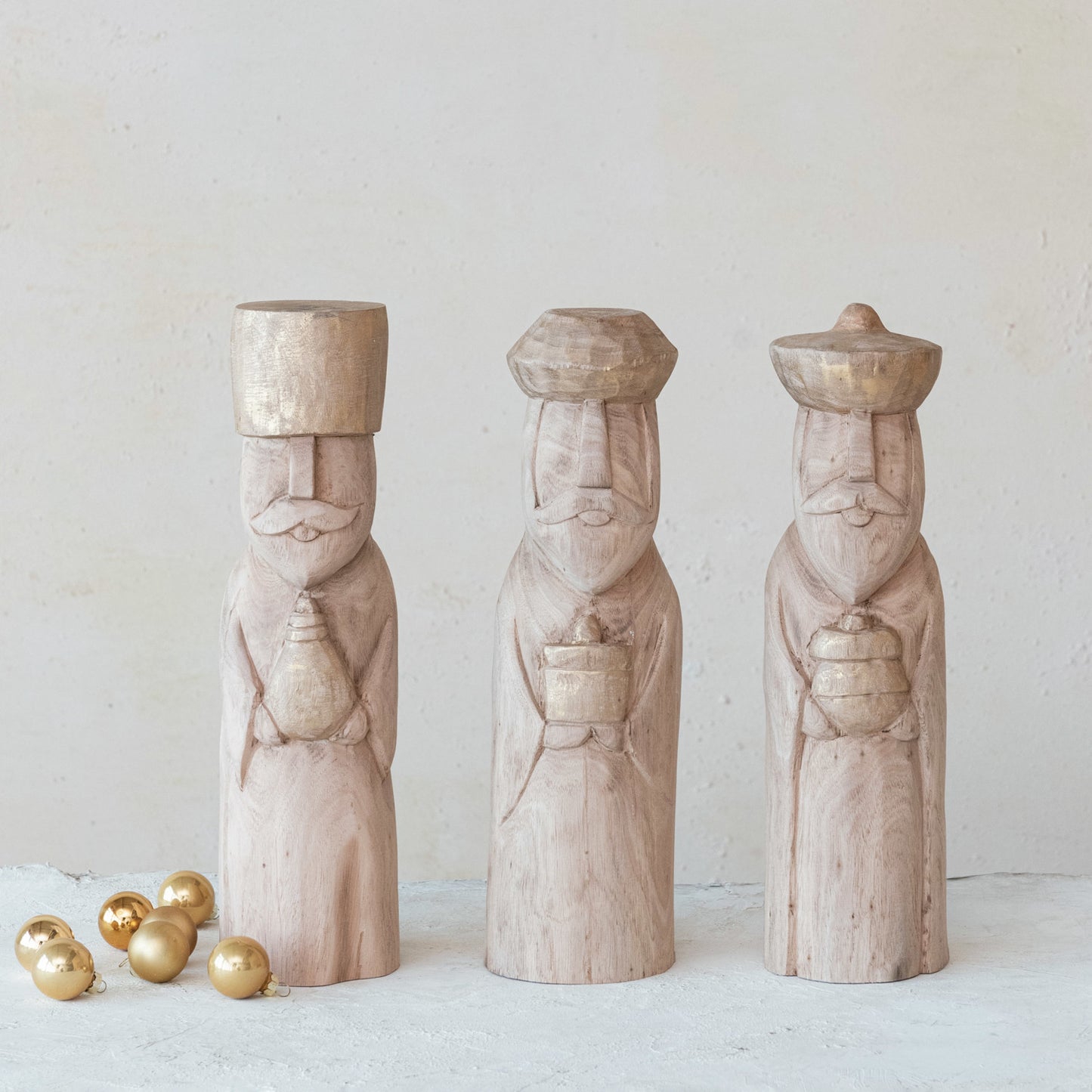 Hand Carved Wood Wise Men Set