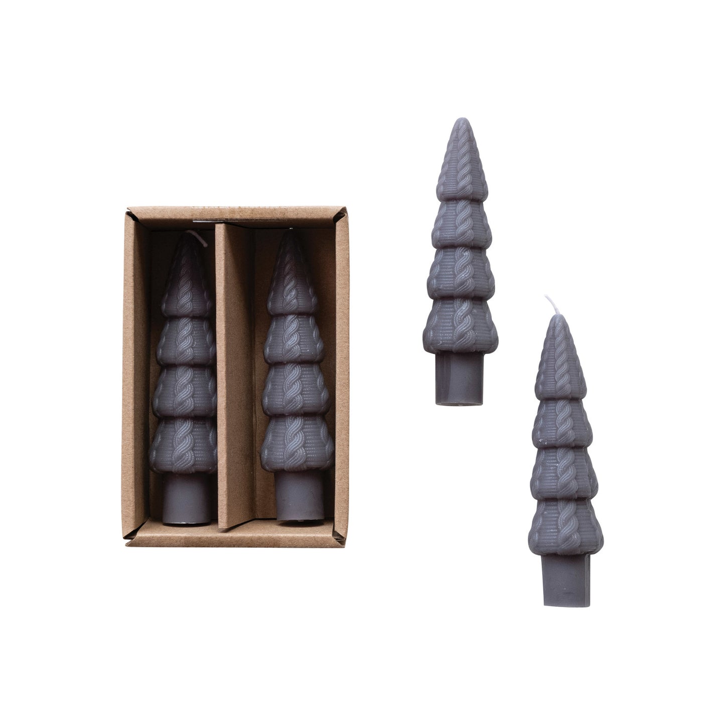 Unscented Cable Knit Tree Shaped Taper Candle