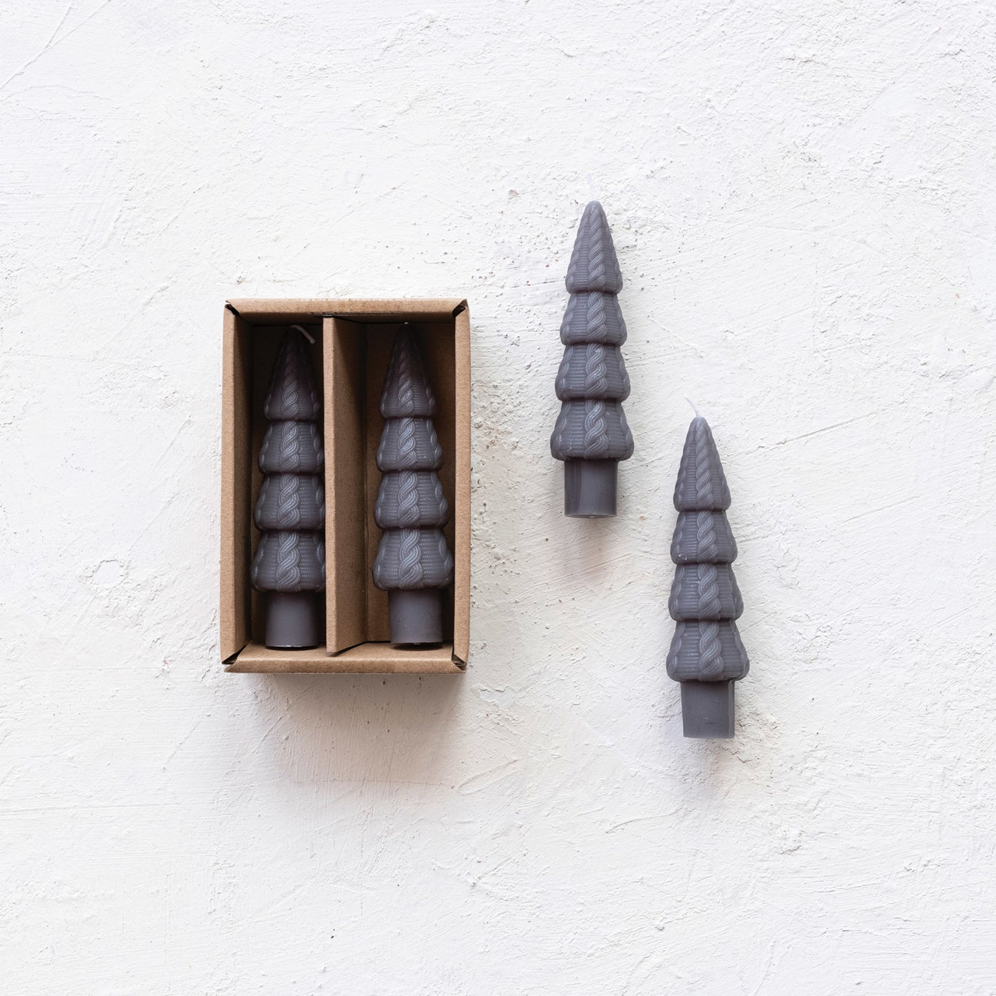 Unscented Cable Knit Tree Shaped Taper Candle
