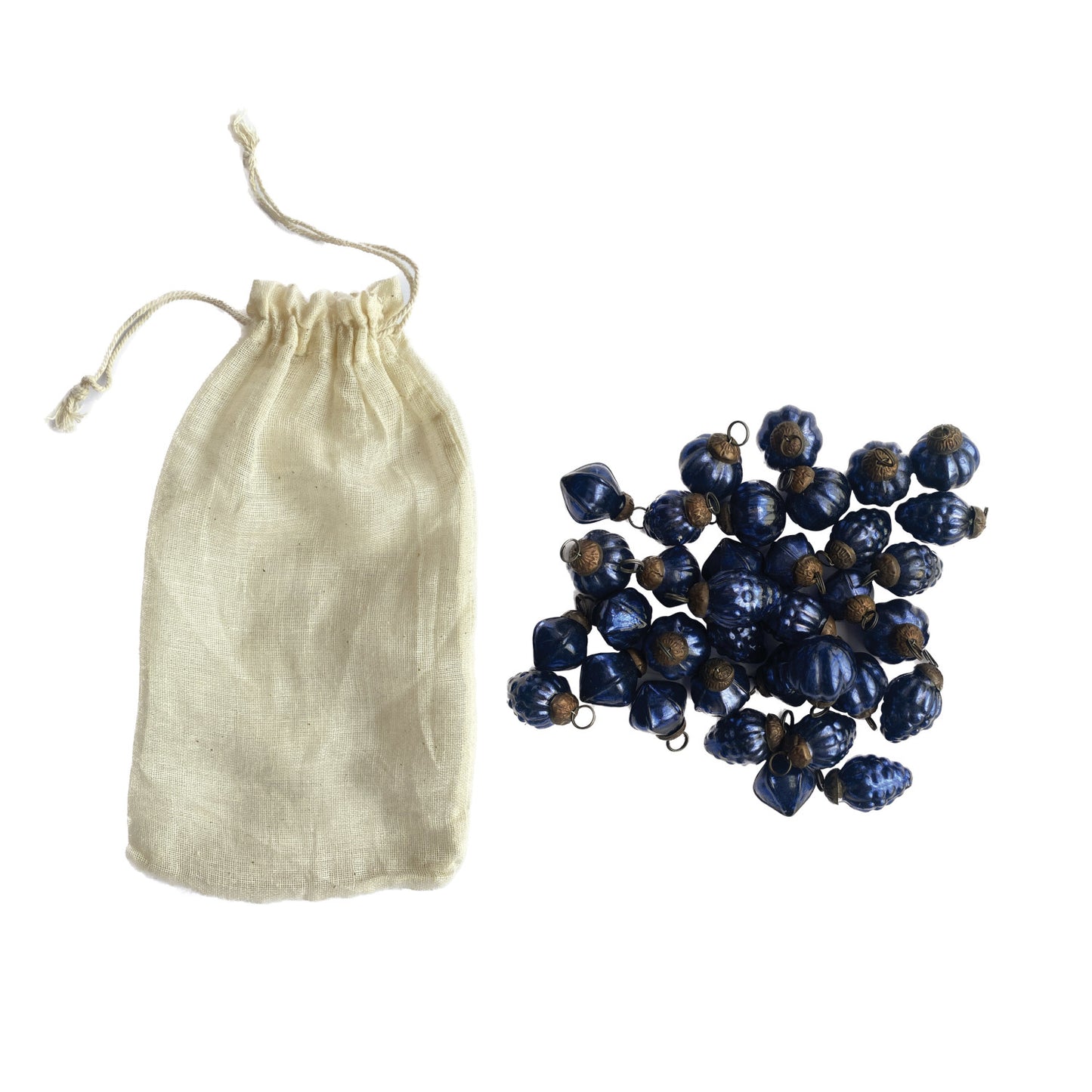 Mini Mercury Glass Ornaments in Muslin Bag