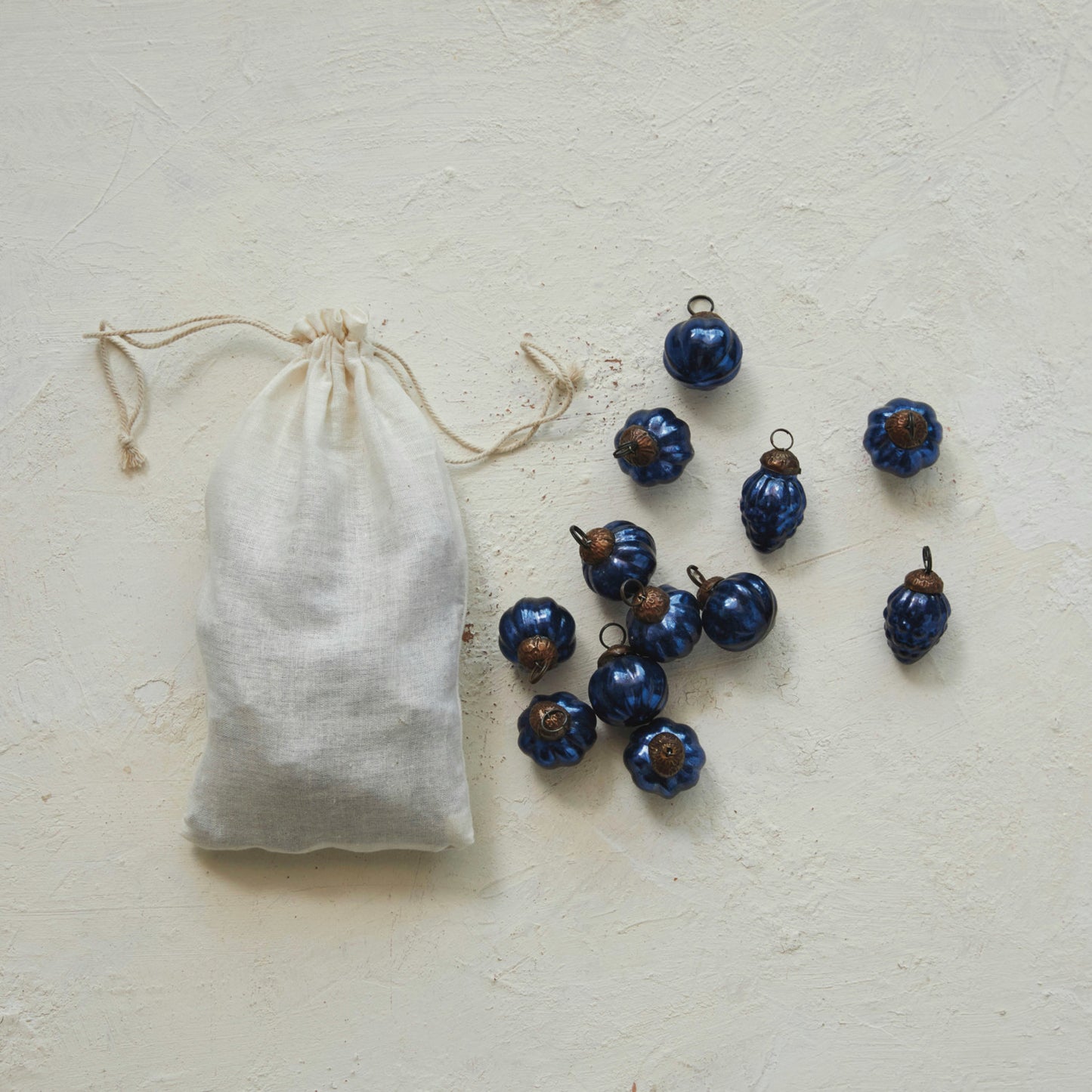 Mini Mercury Glass Ornaments in Muslin Bag