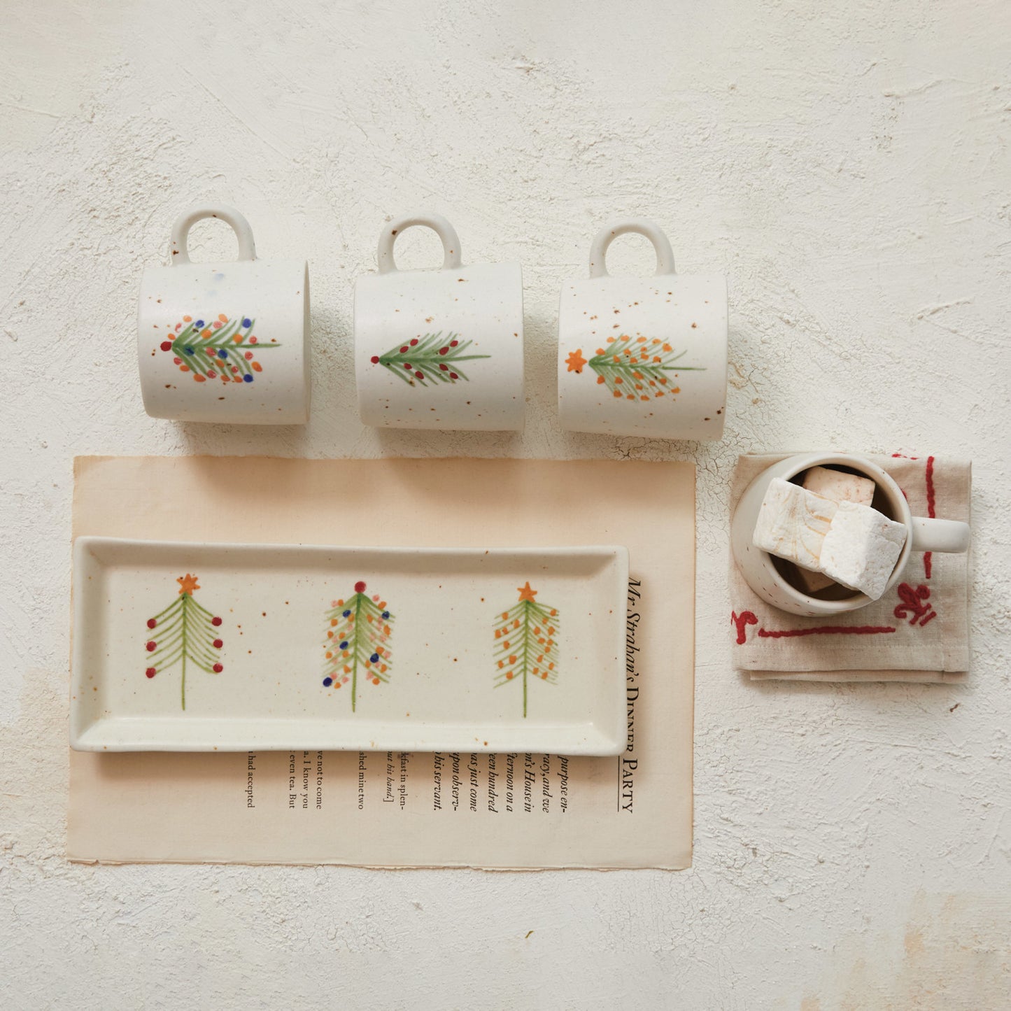 Stoneware Platter w/ Christmas Trees